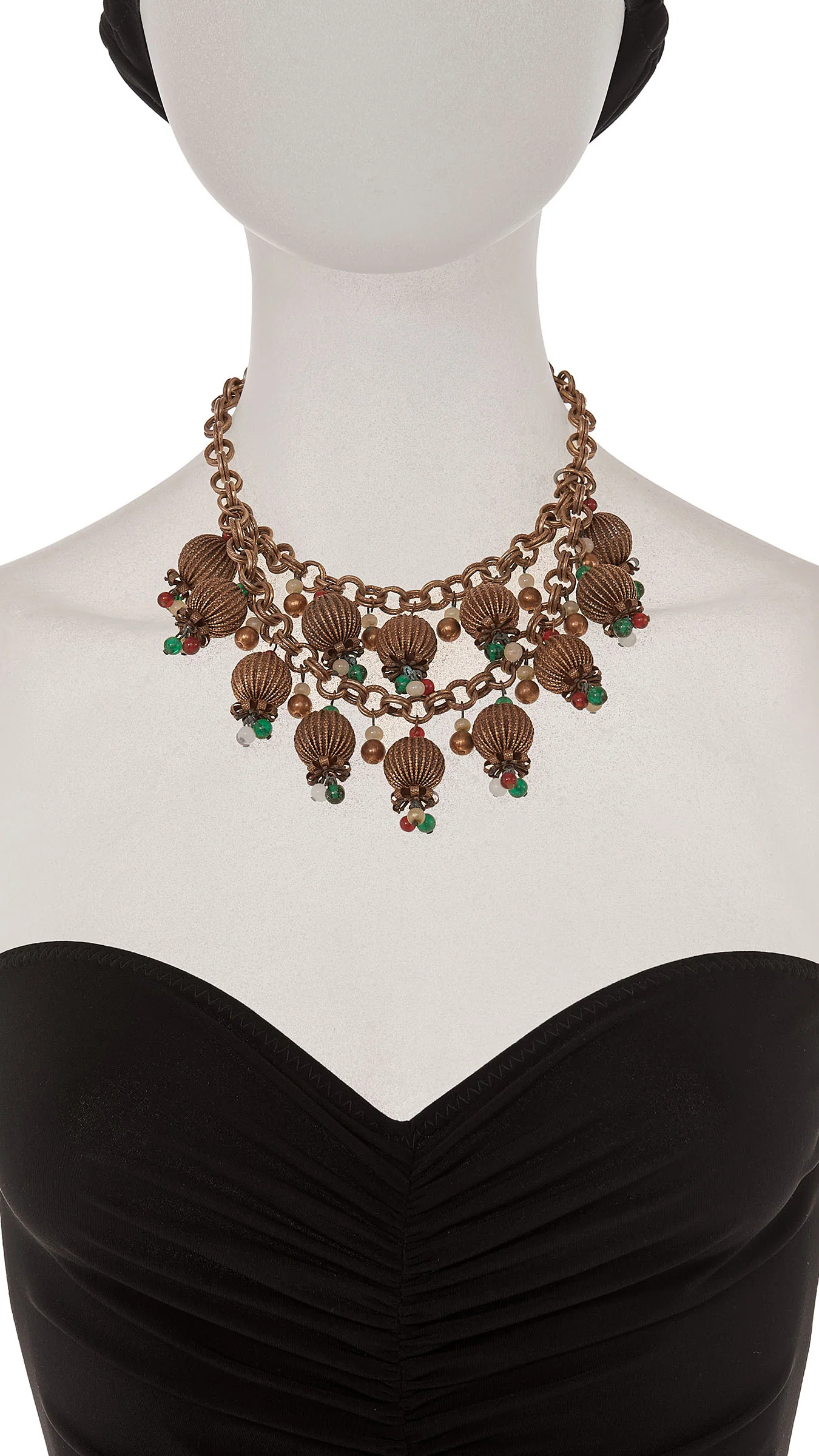 BRASS & COLOR BEADED TIERED NECKLACE - Image 2