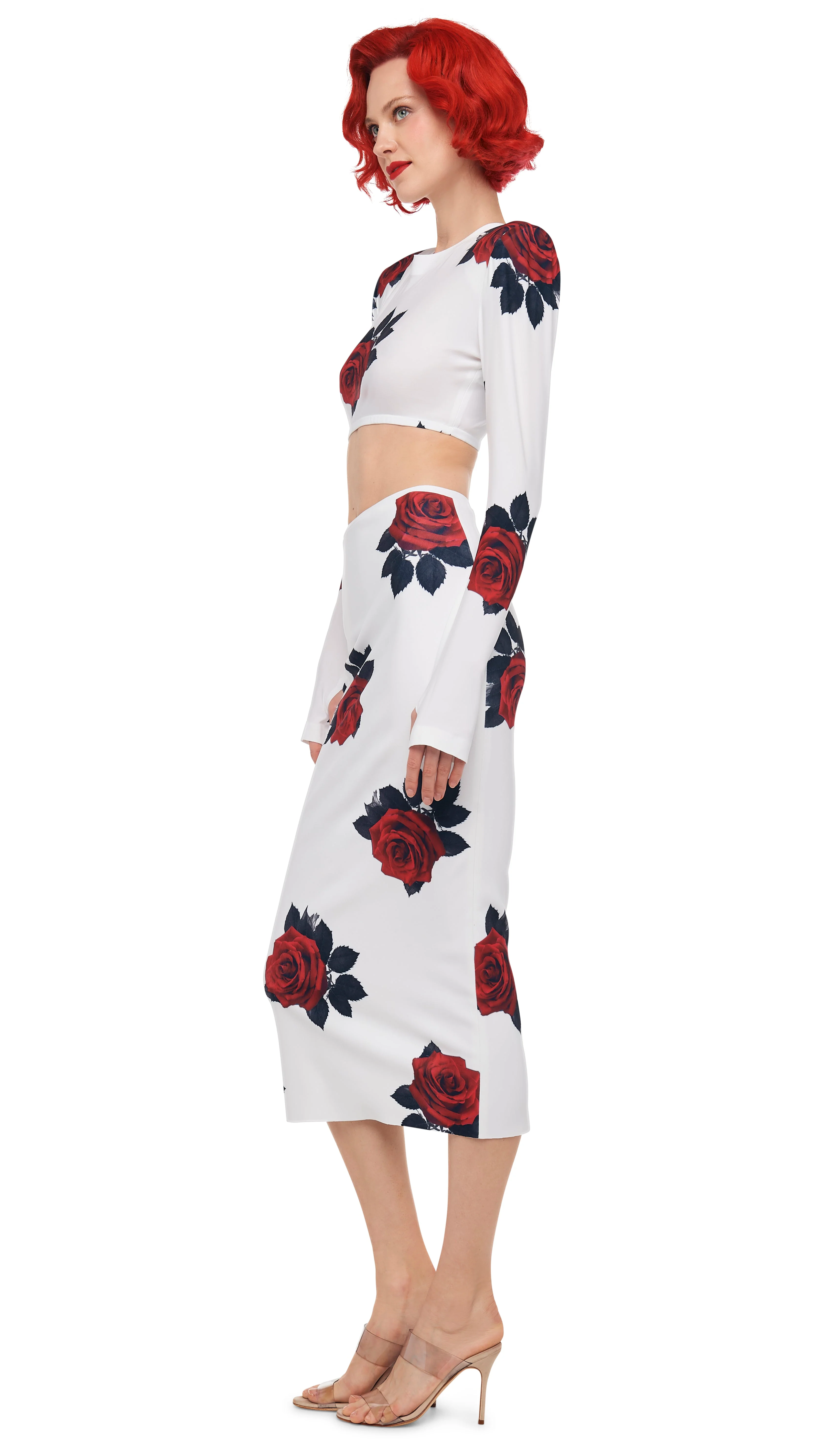 CROPPED SHOULDER PAD LONG SLEEVE CREW TOP - Image 2