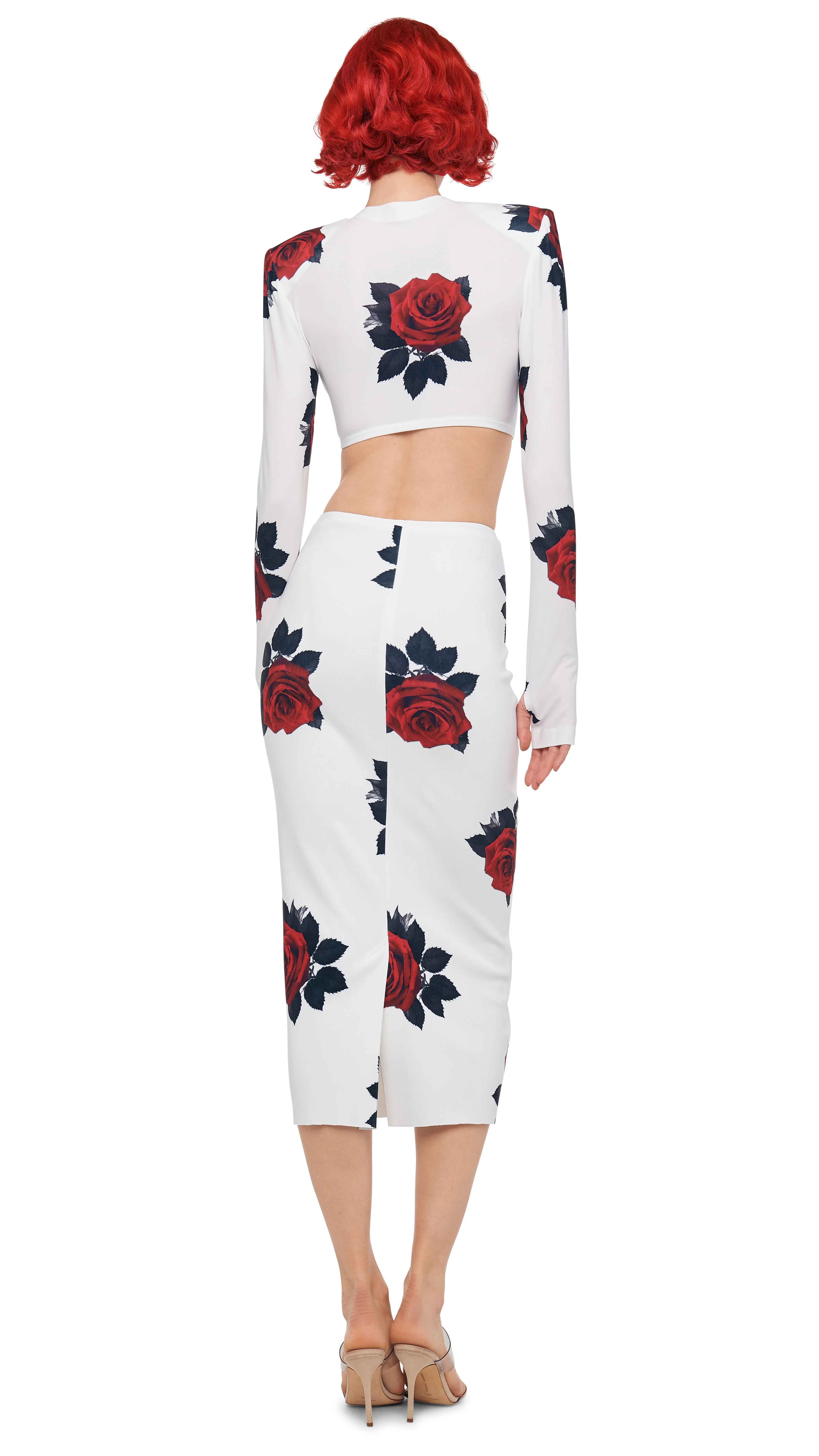 CROPPED SHOULDER PAD LONG SLEEVE CREW TOP - Image 3