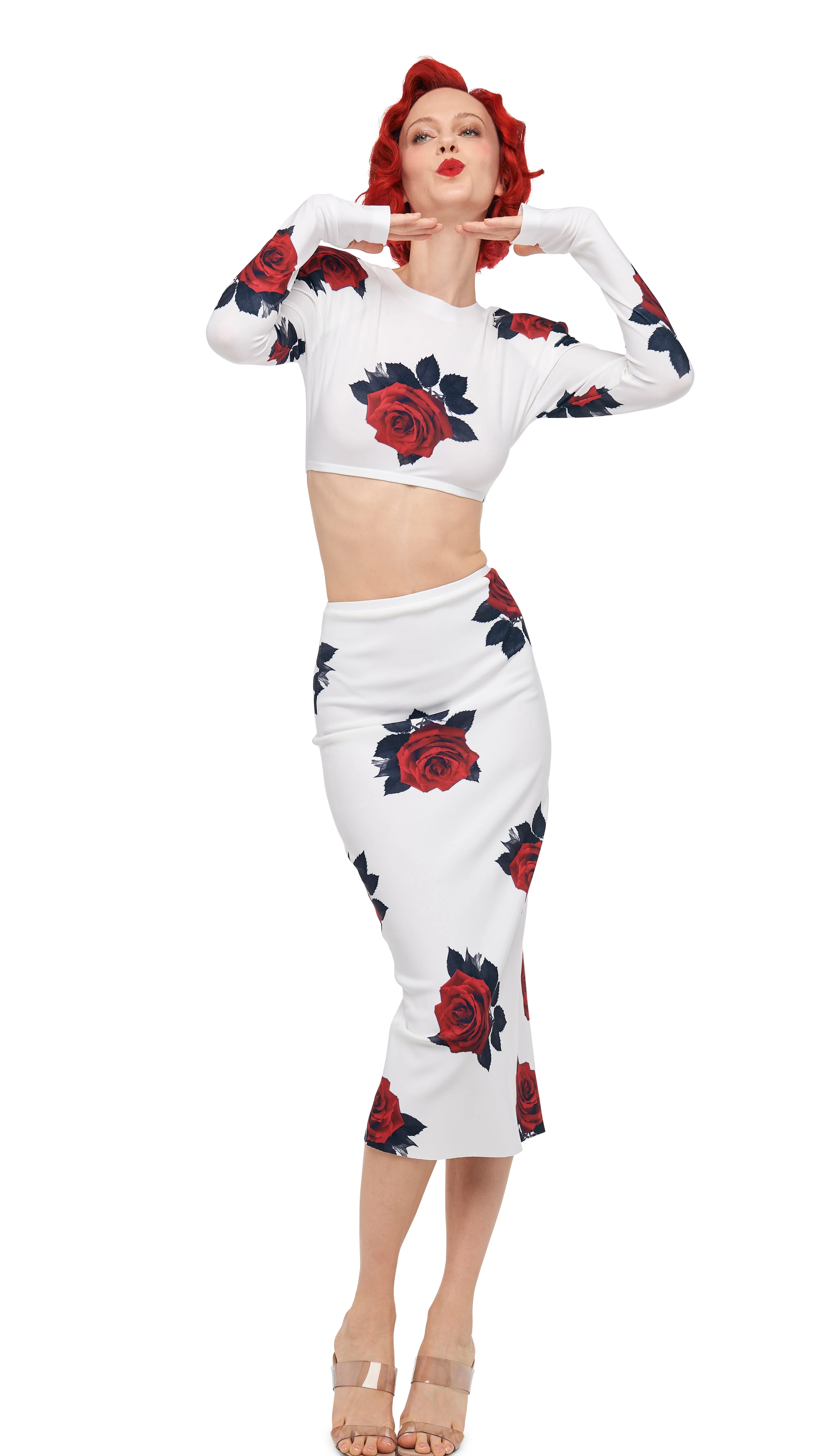 CROPPED SHOULDER PAD LONG SLEEVE CREW TOP - Image 6