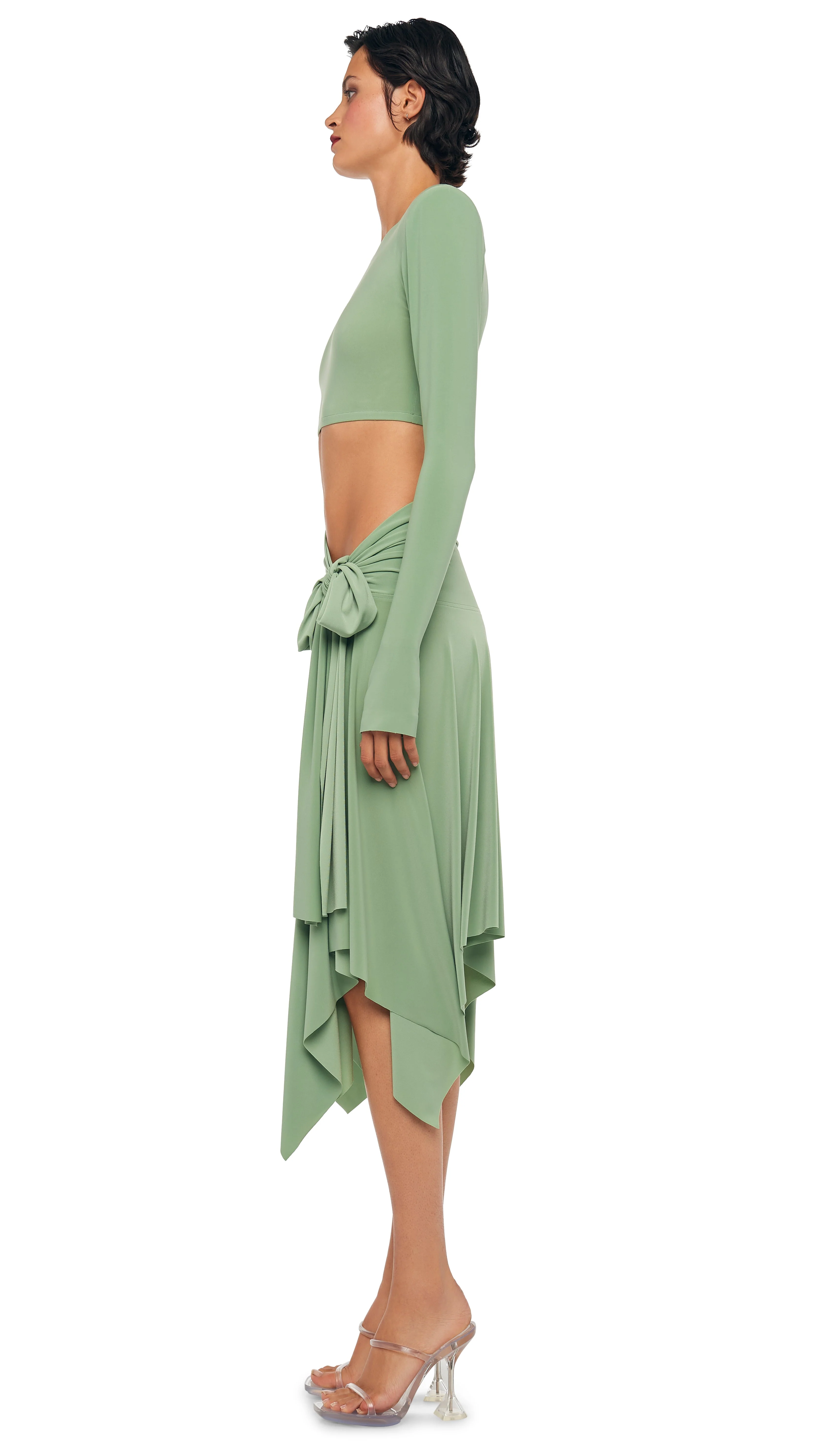 CROPPED SHOULDER PAD LONG SLEEVE CREW TOP - Image 3