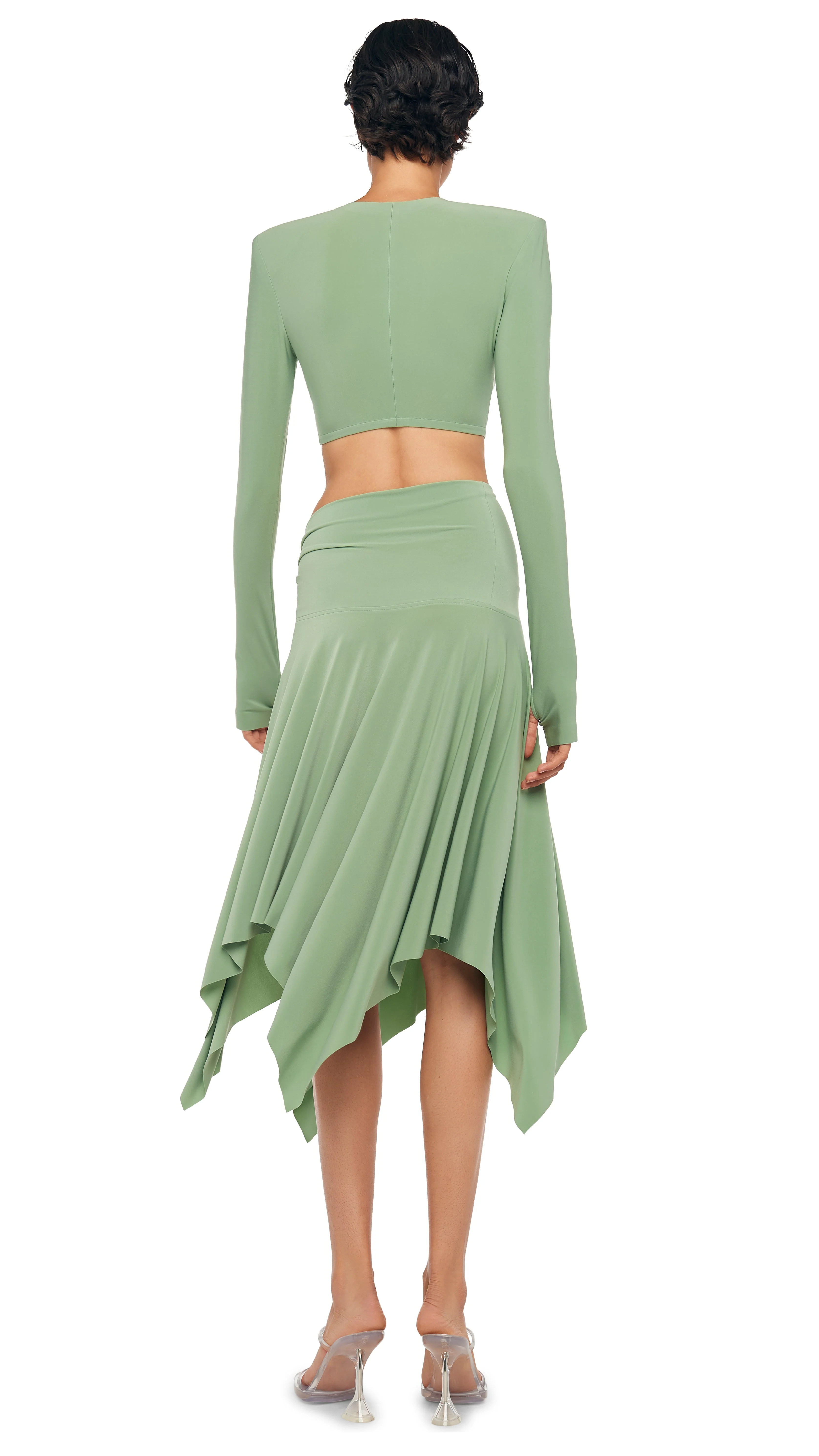 CROPPED SHOULDER PAD LONG SLEEVE CREW TOP - Image 4