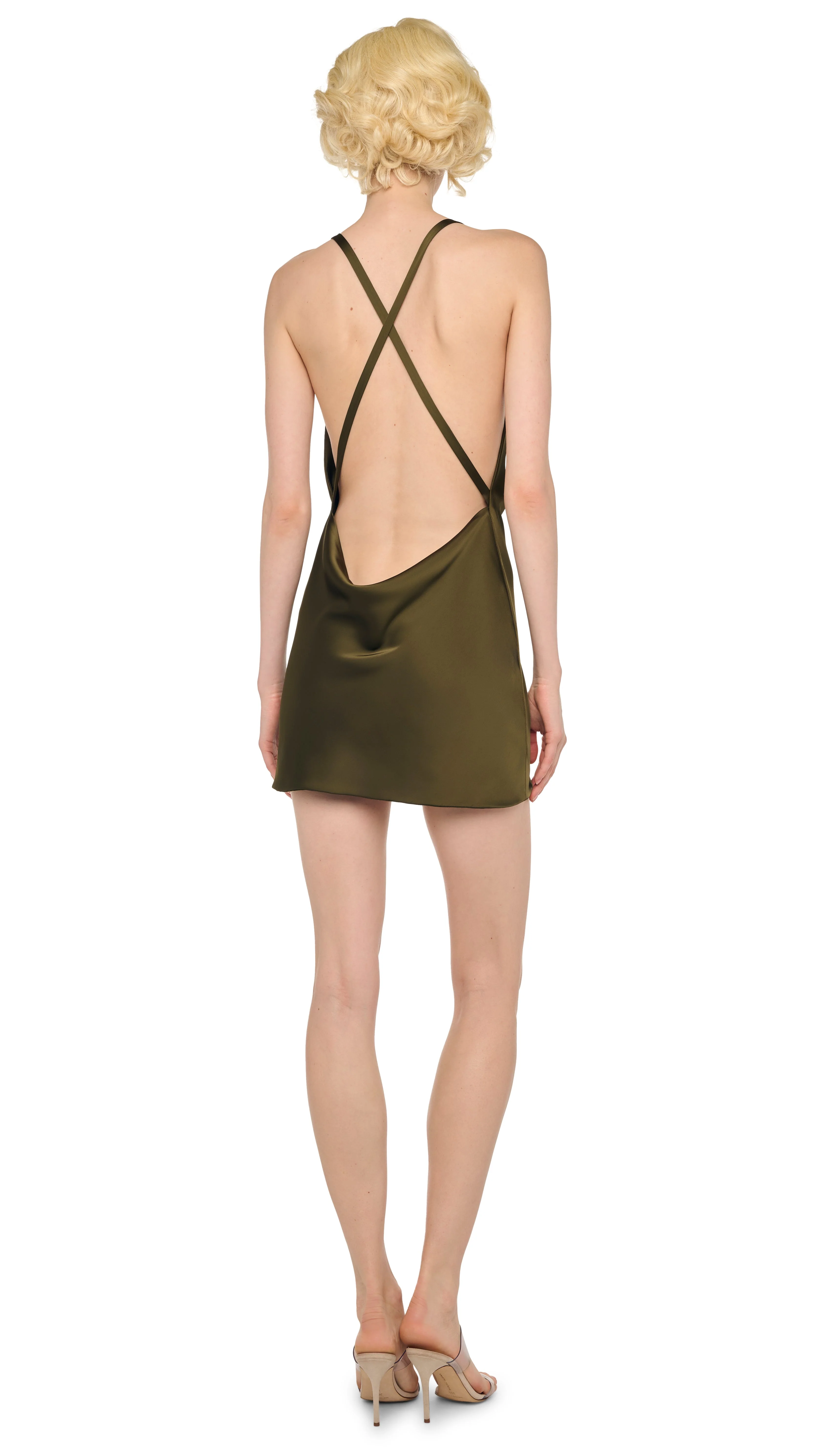 CROSS BACK BIAS MINI DRESS - Image 3