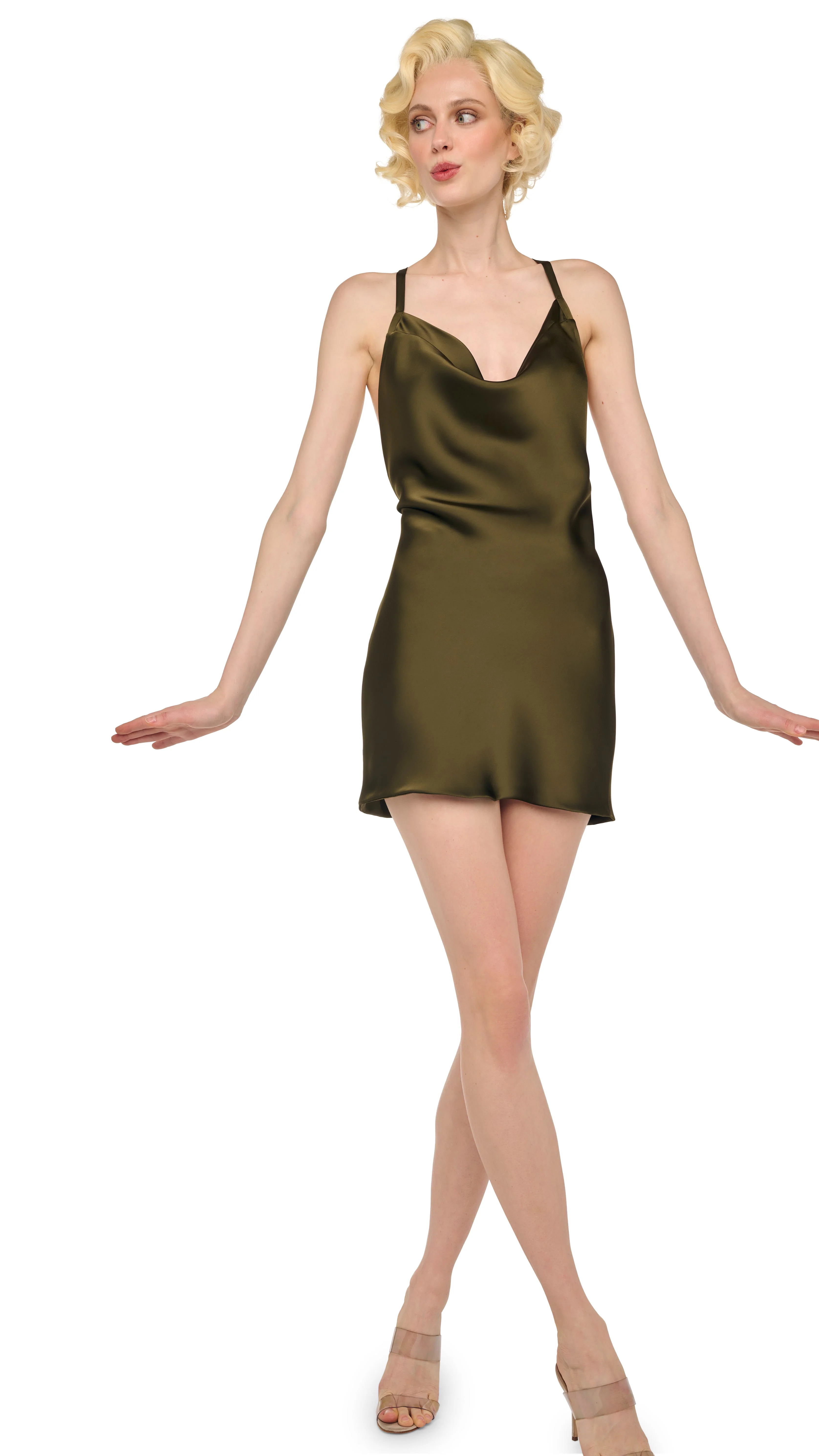 CROSS BACK BIAS MINI DRESS - Image 5