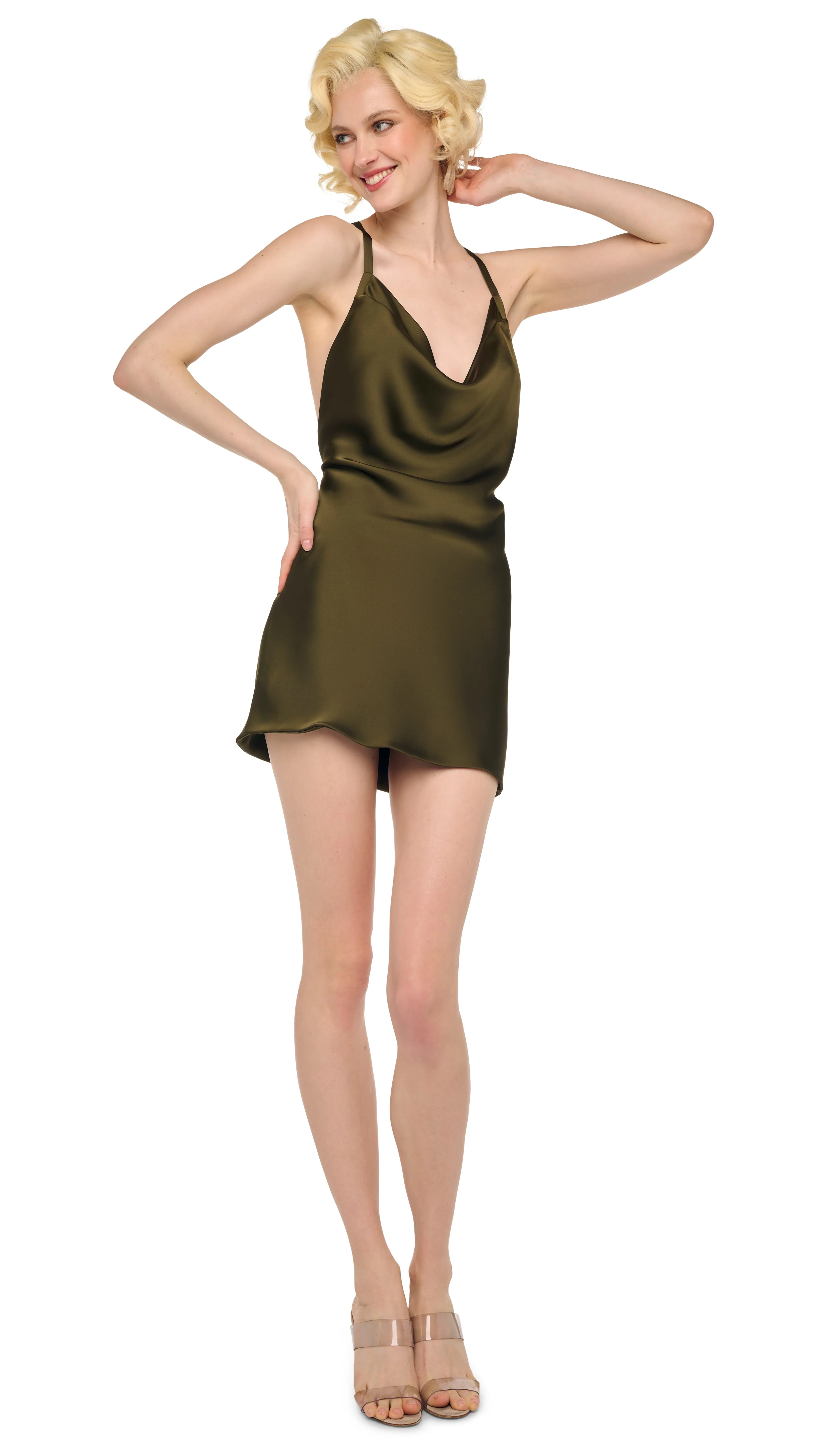 CROSS BACK BIAS MINI DRESS - Image 6