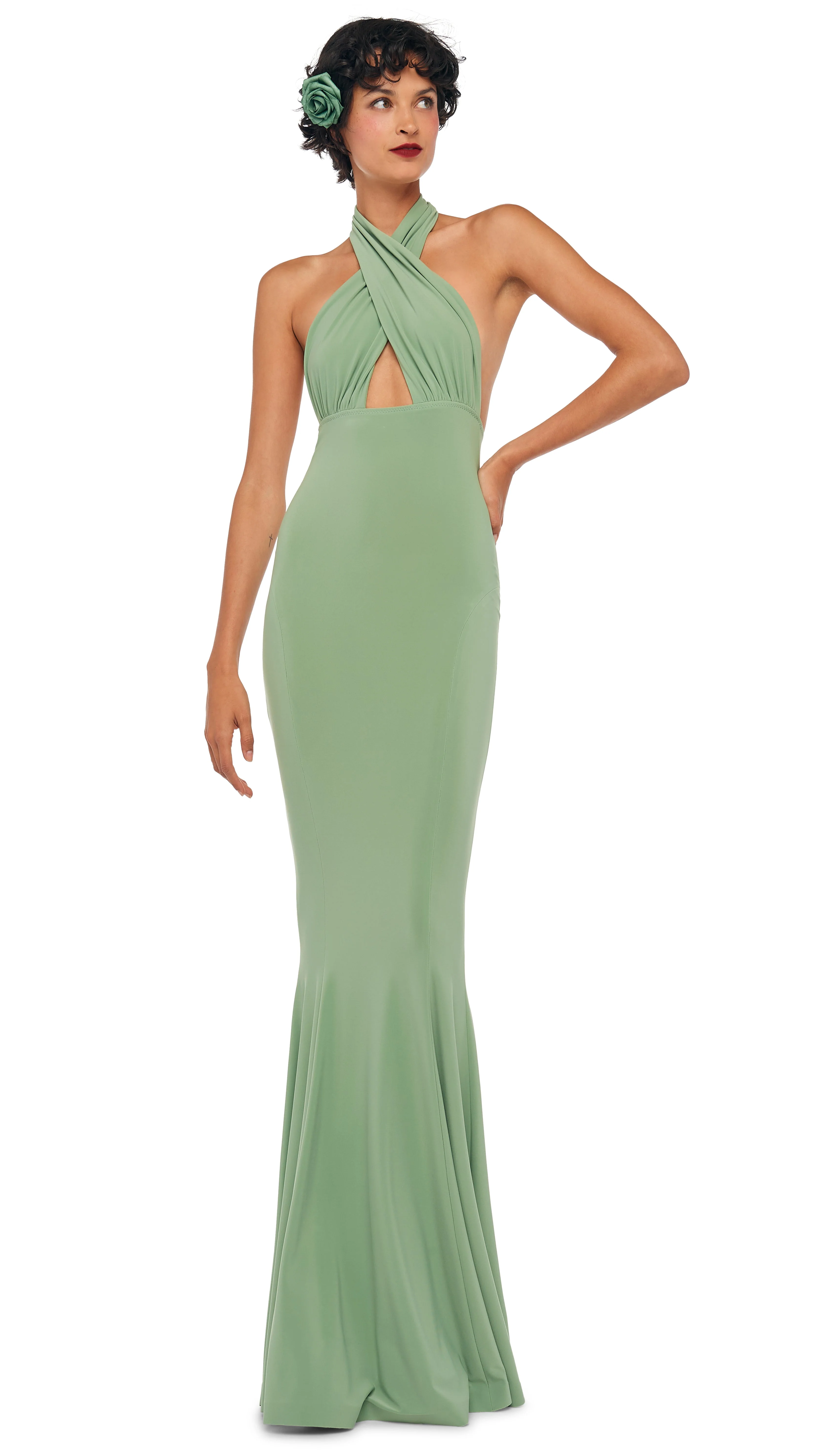 CROSS HALTER FISHTAIL GOWN - Image 7