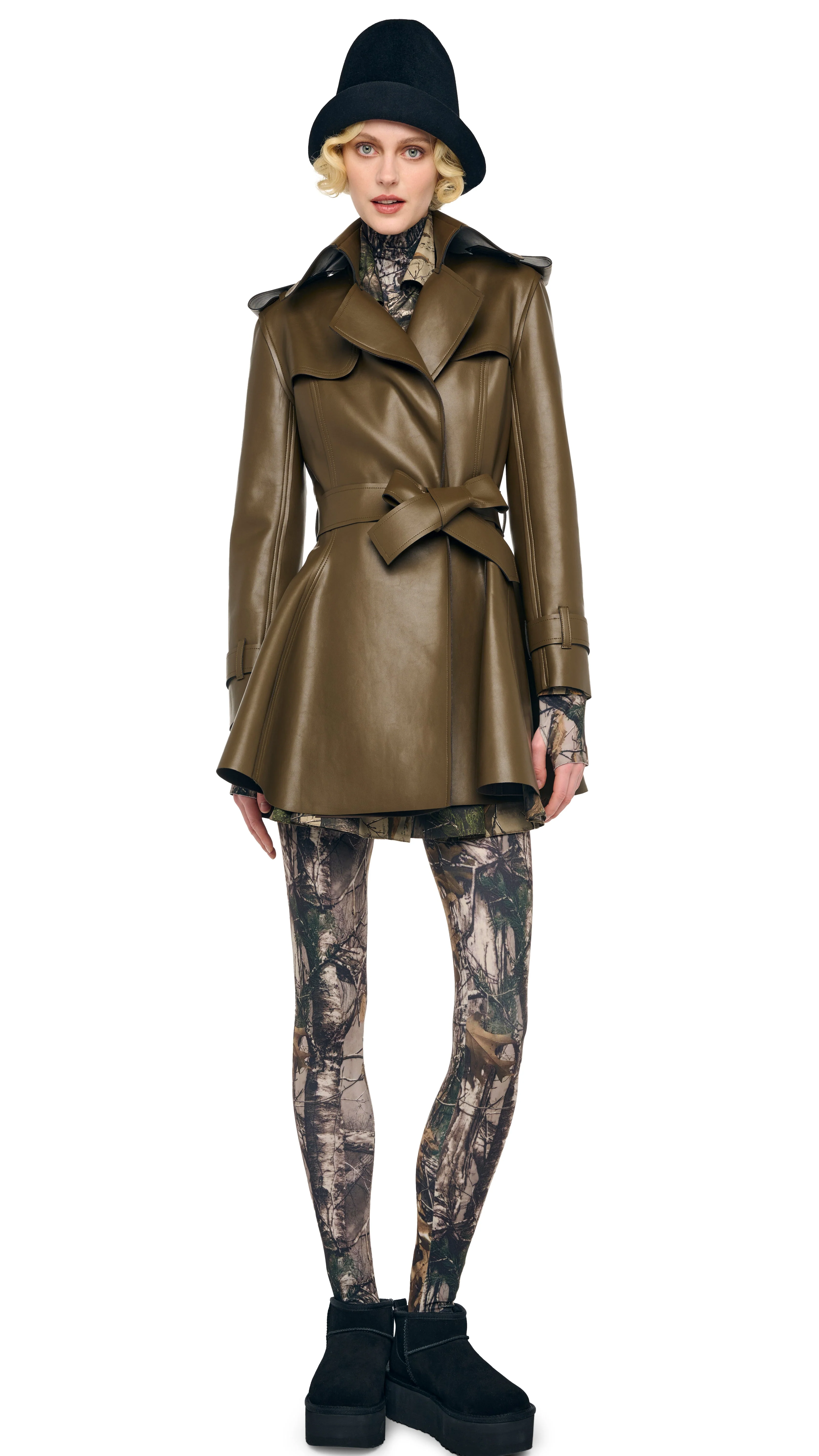 DOUBLE BREASTED TRENCH FLARED MINI DRESS - Image 4