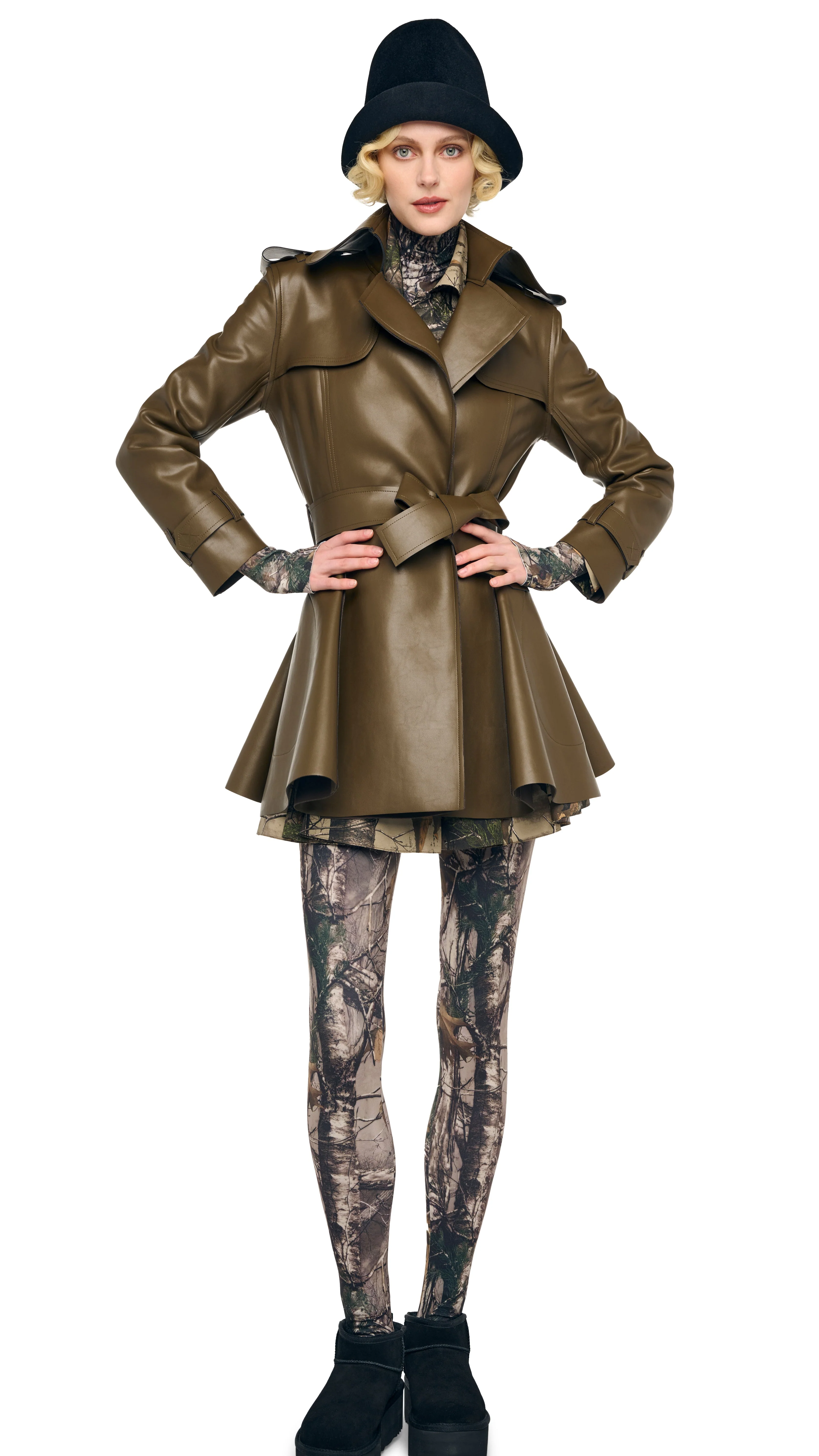 DOUBLE BREASTED TRENCH FLARED MINI DRESS - Image 5