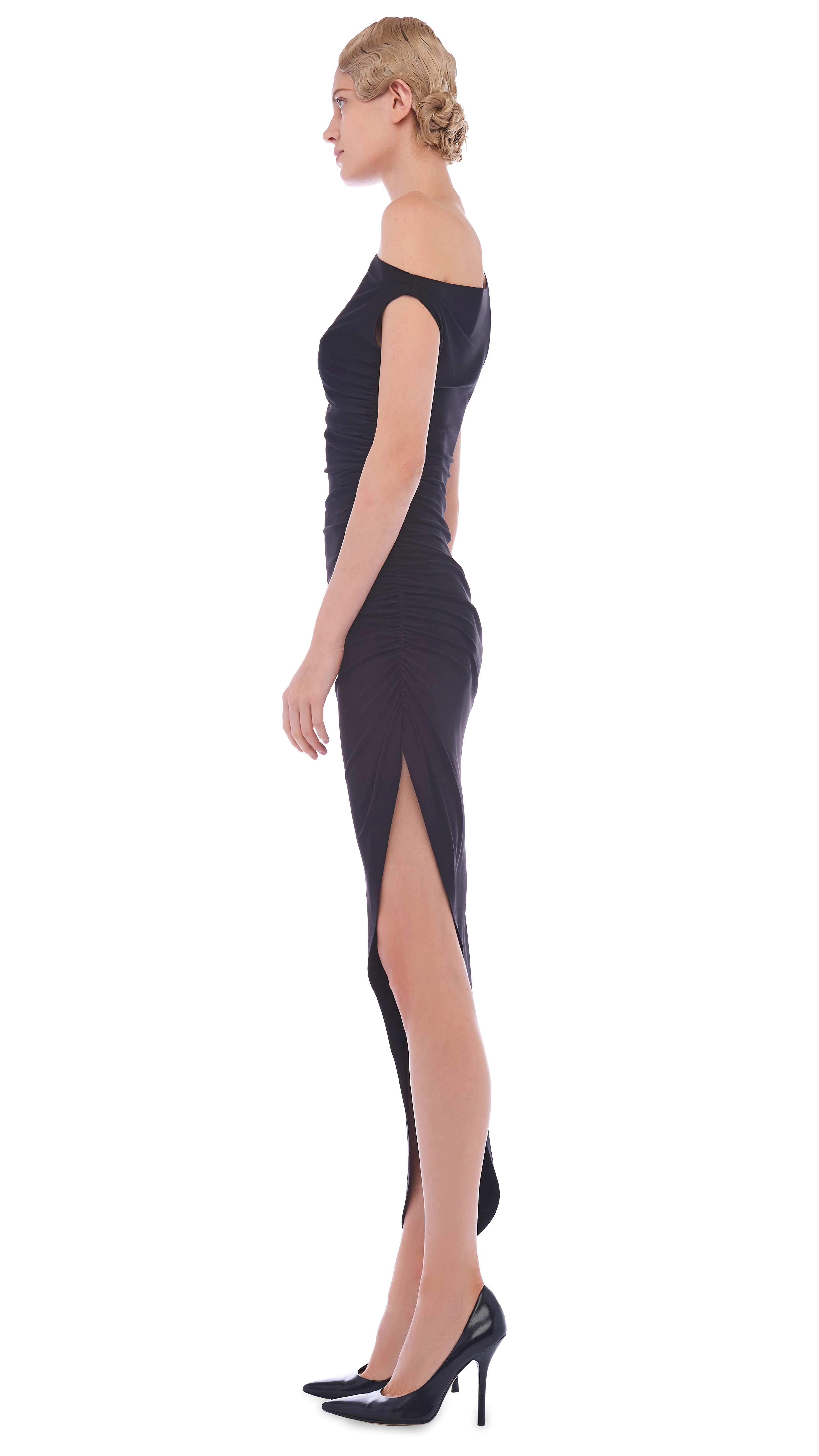 DROP SHOULDER SIDE DRAPE GOWN - Image 2
