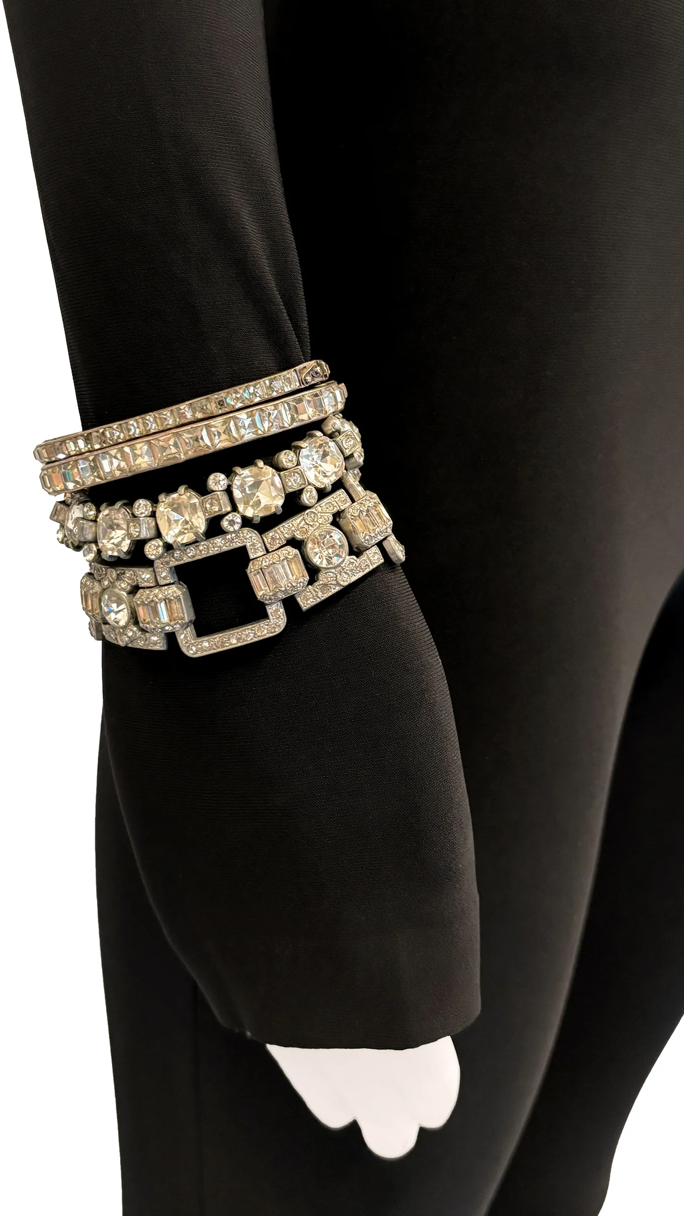 SET OF 4 ORIGINAL EISENBERG SIGNED ART DECO RHINESTONE BRACELETS - Image 2