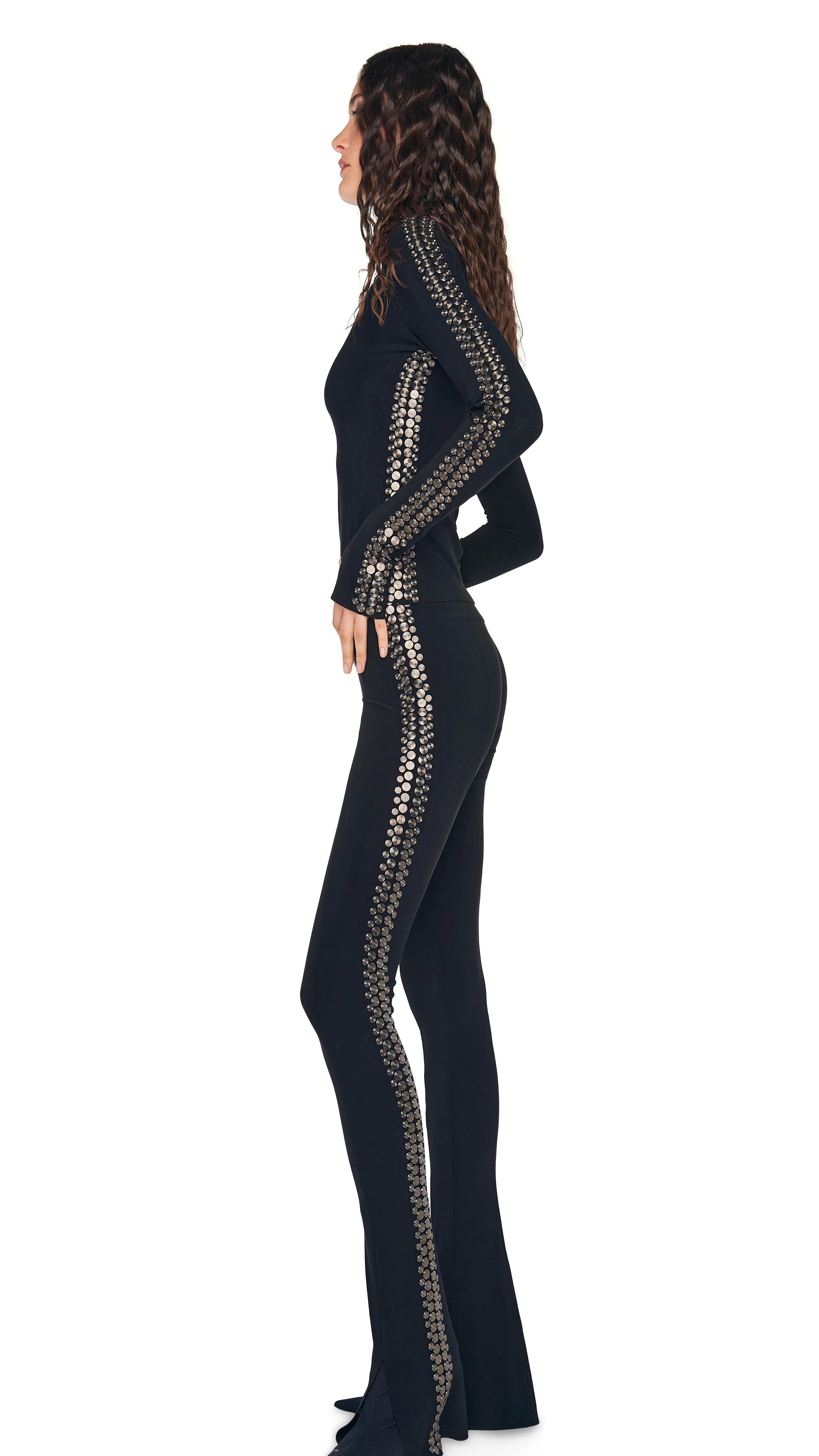 GUNMETAL STUD SPAT LEGGING - Image 2