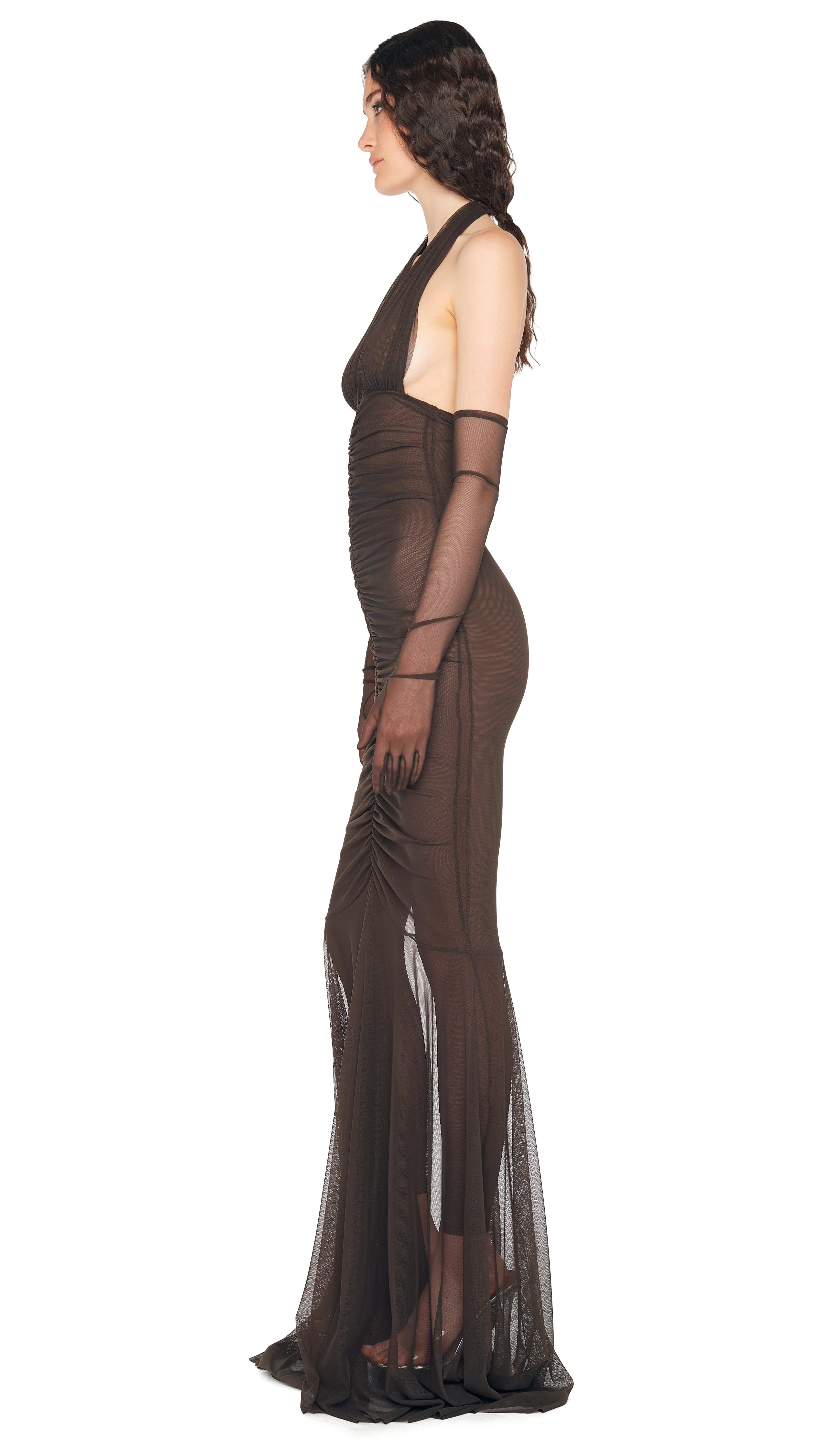 HALTER SHIRRED FRONT FISHTAIL GOWN - Image 3