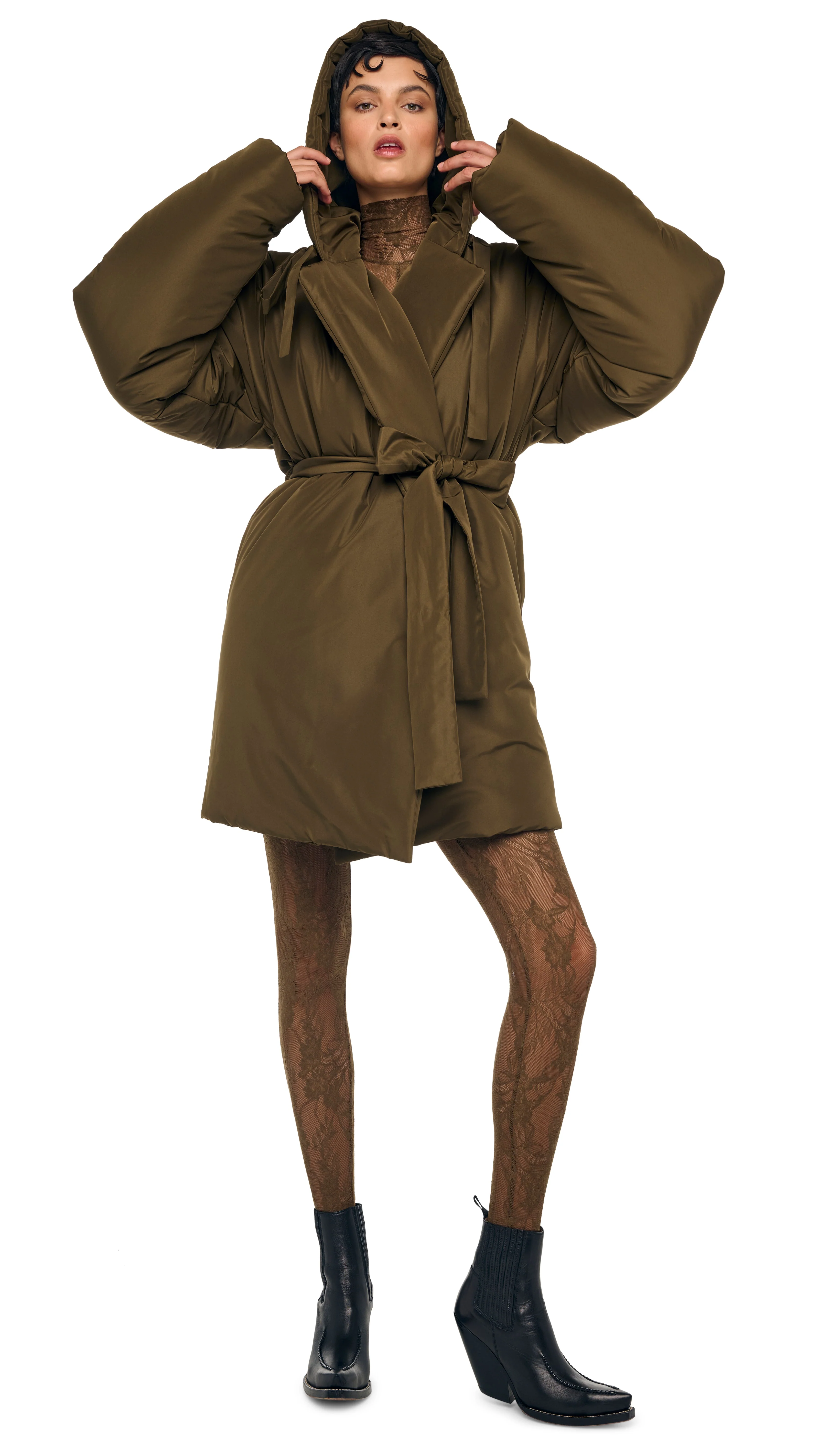 HOODED SLEEPING BAG COAT TO KNEE - Image 6
