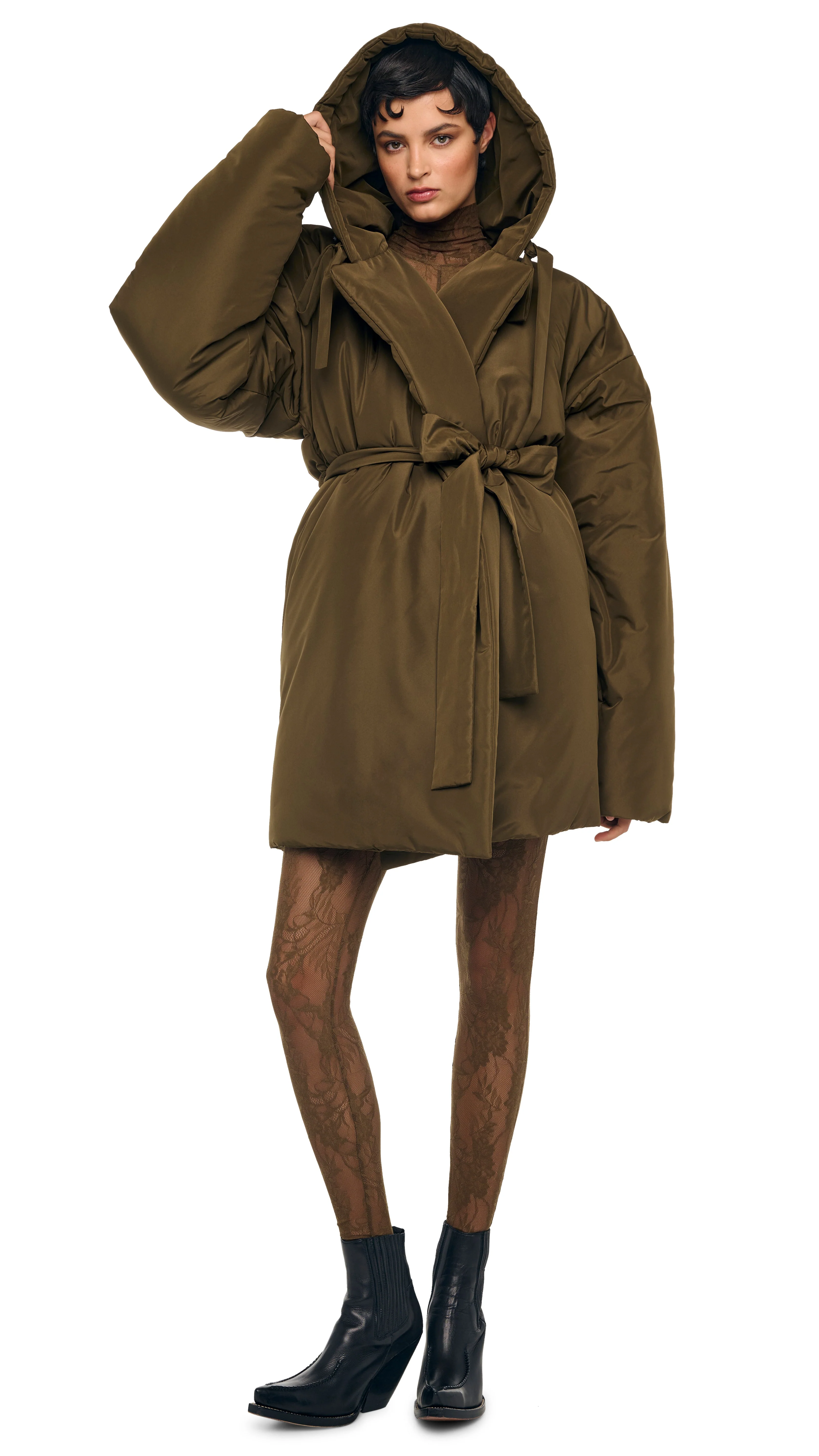 HOODED SLEEPING BAG COAT TO KNEE - Image 7