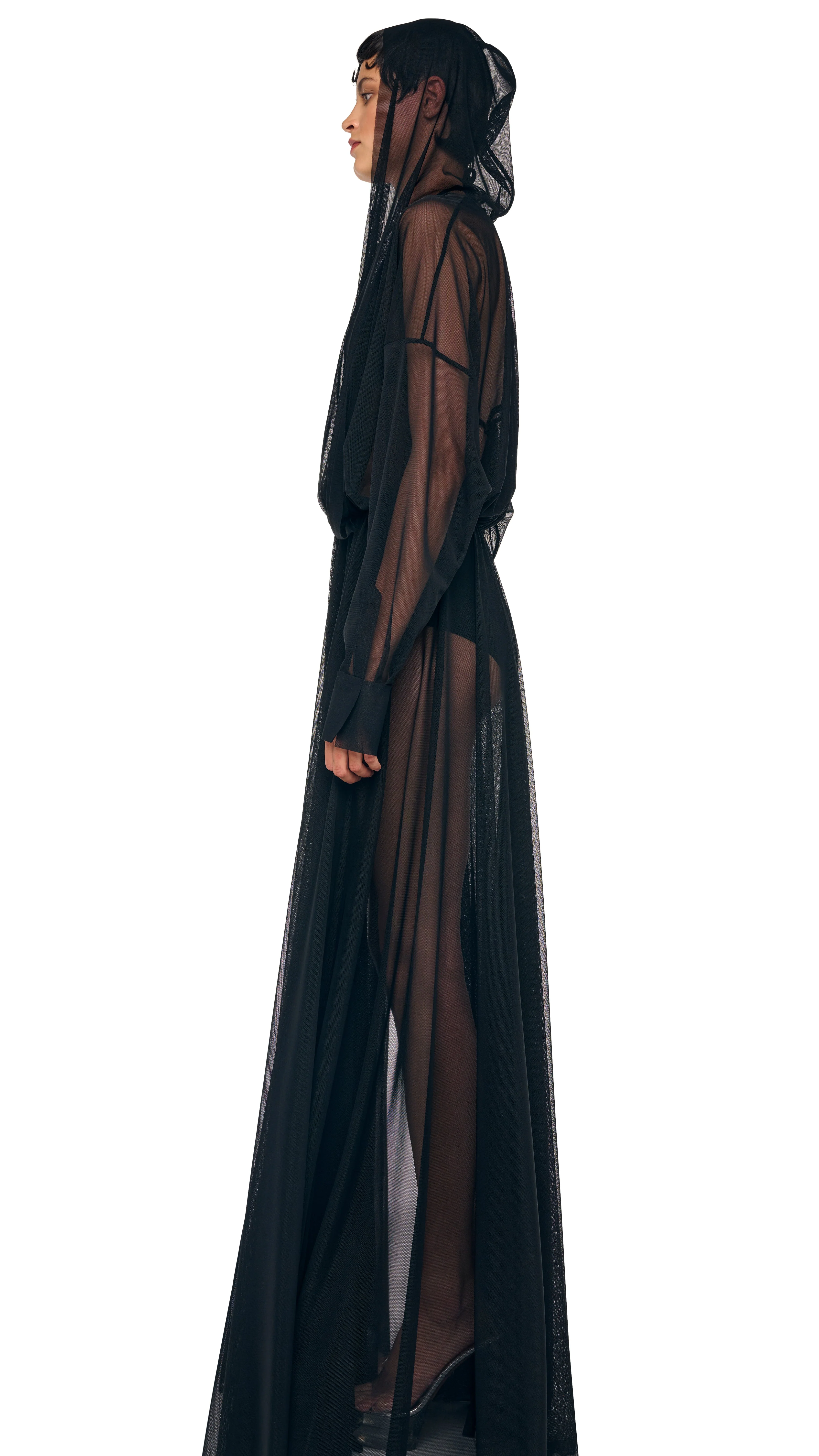HOODED SUPER OS BF NK SHIRT FLARED GOWN - Image 2