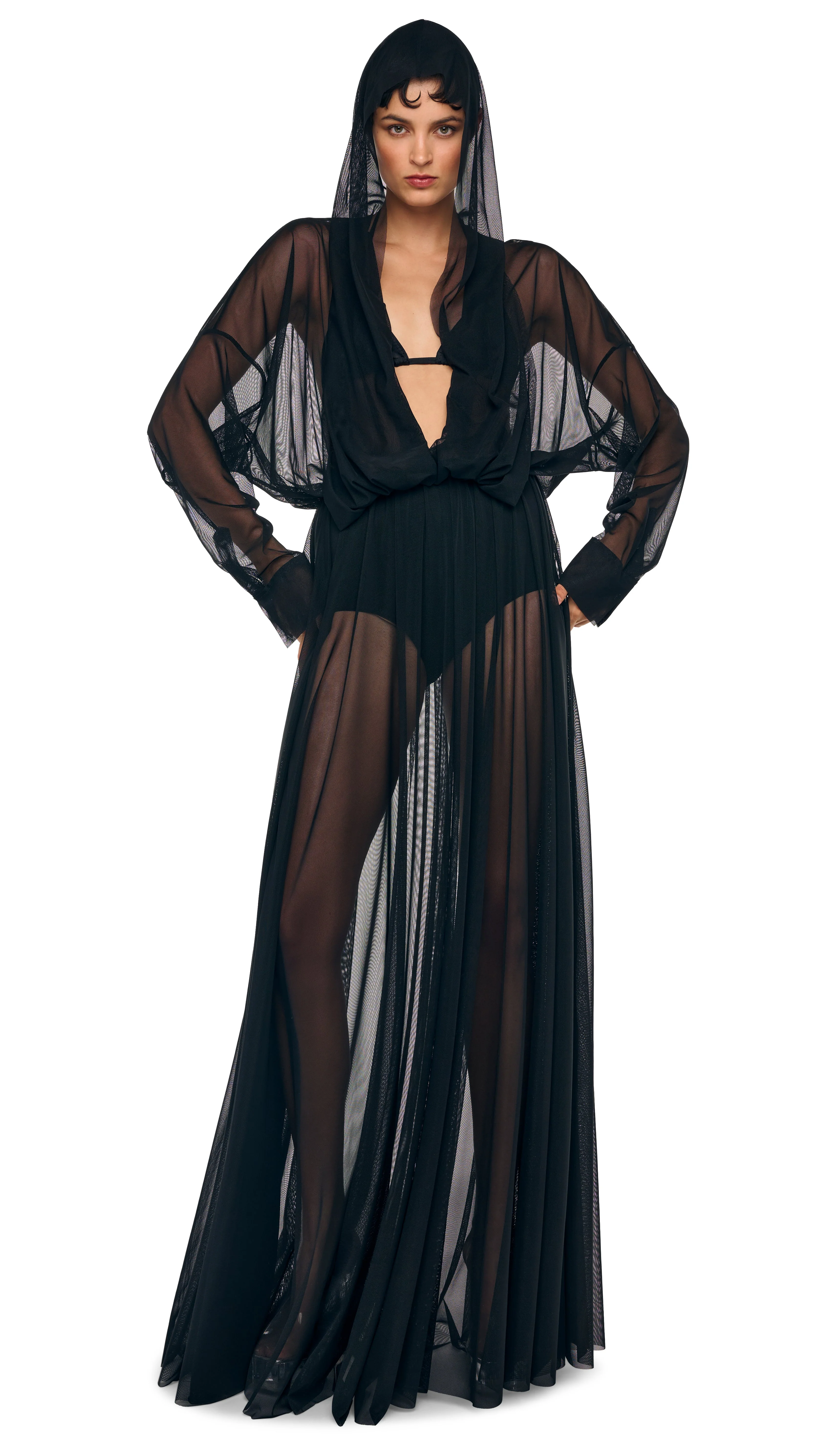 HOODED SUPER OS BF NK SHIRT FLARED GOWN - Image 5