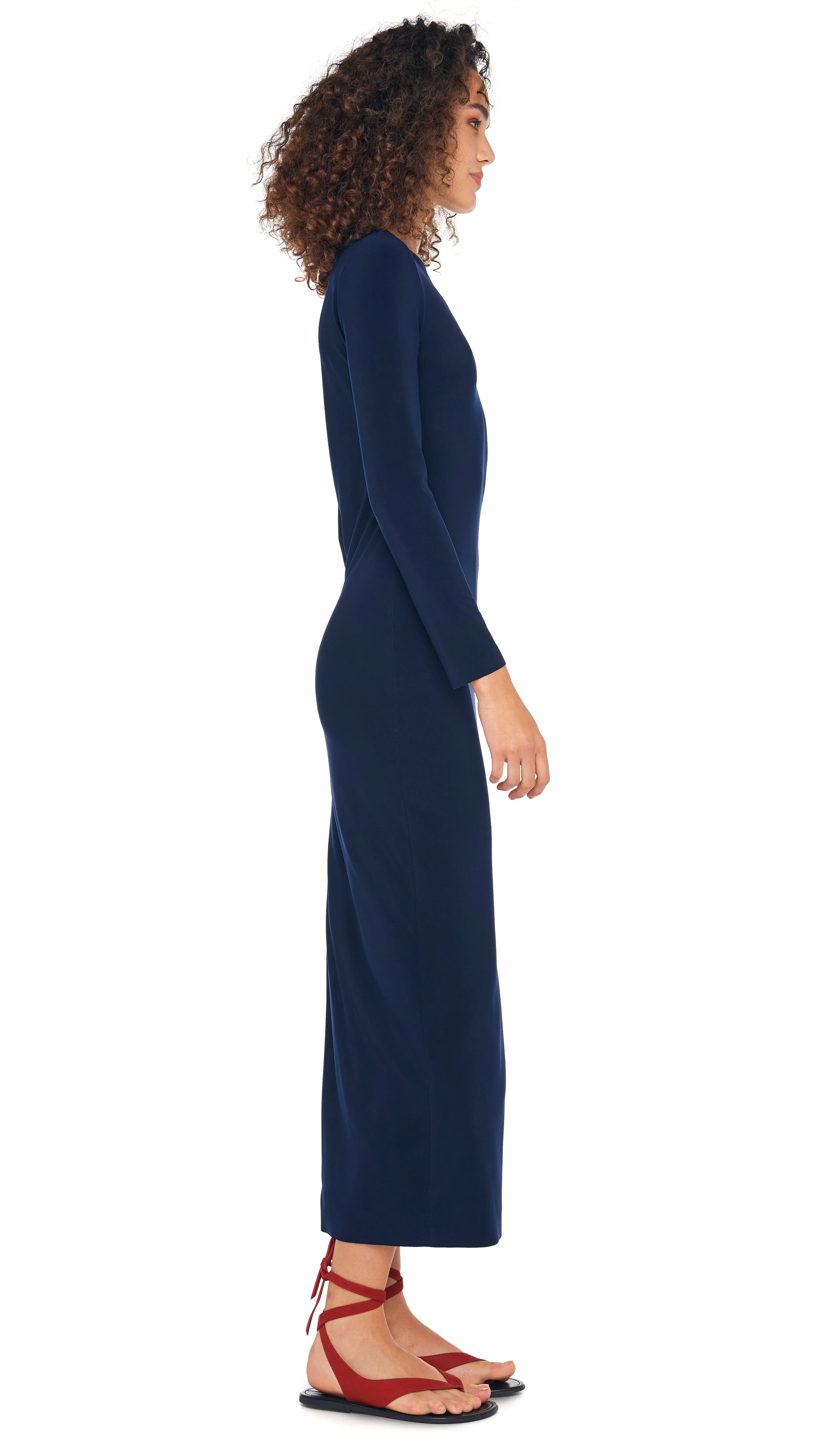 LONG SLEEVE CREWNECK SIDE SLIT GOWN - Image 4