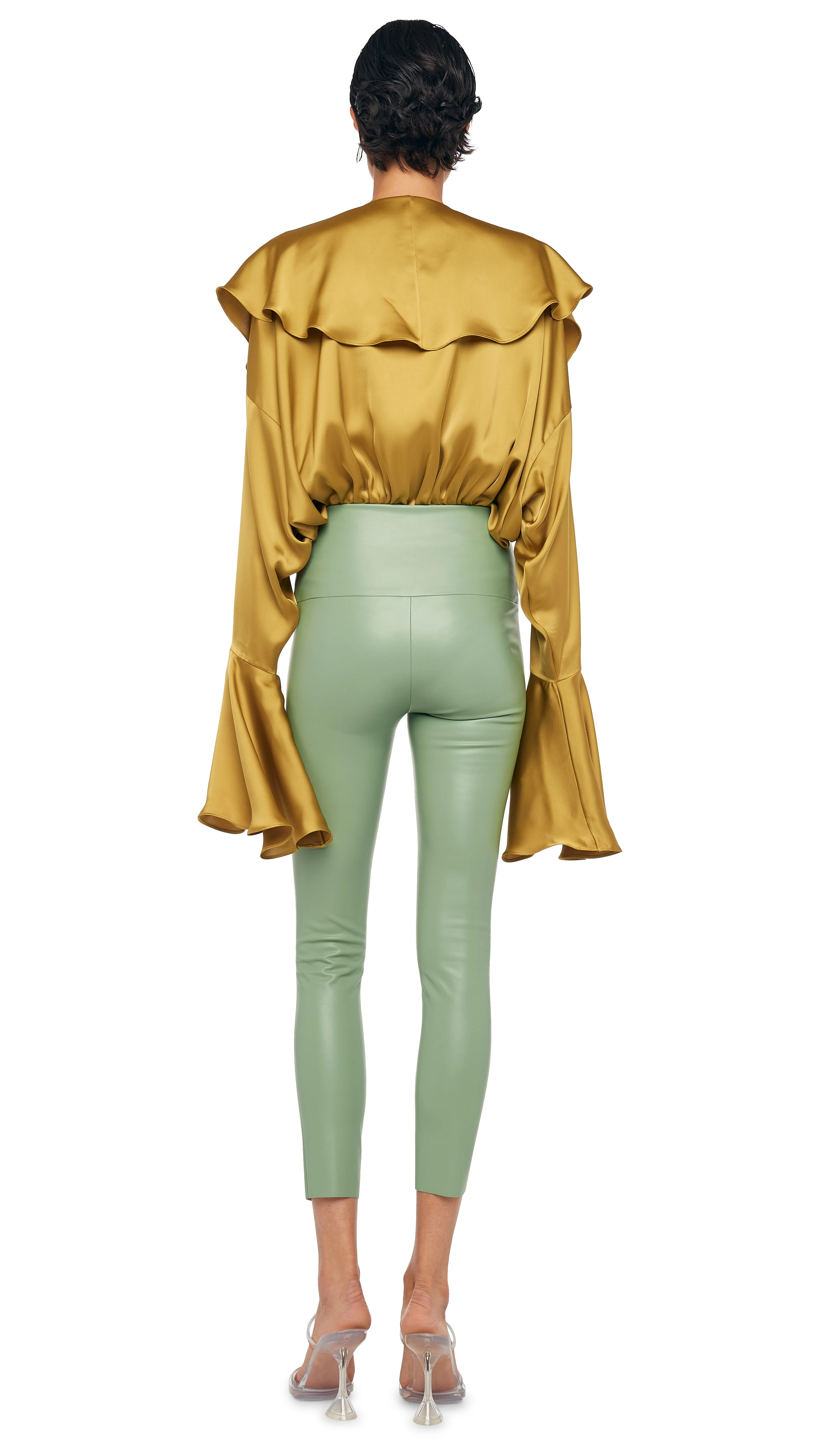 LONG SLEEVE DEEP V RUFFLE BODYSUIT - Image 3