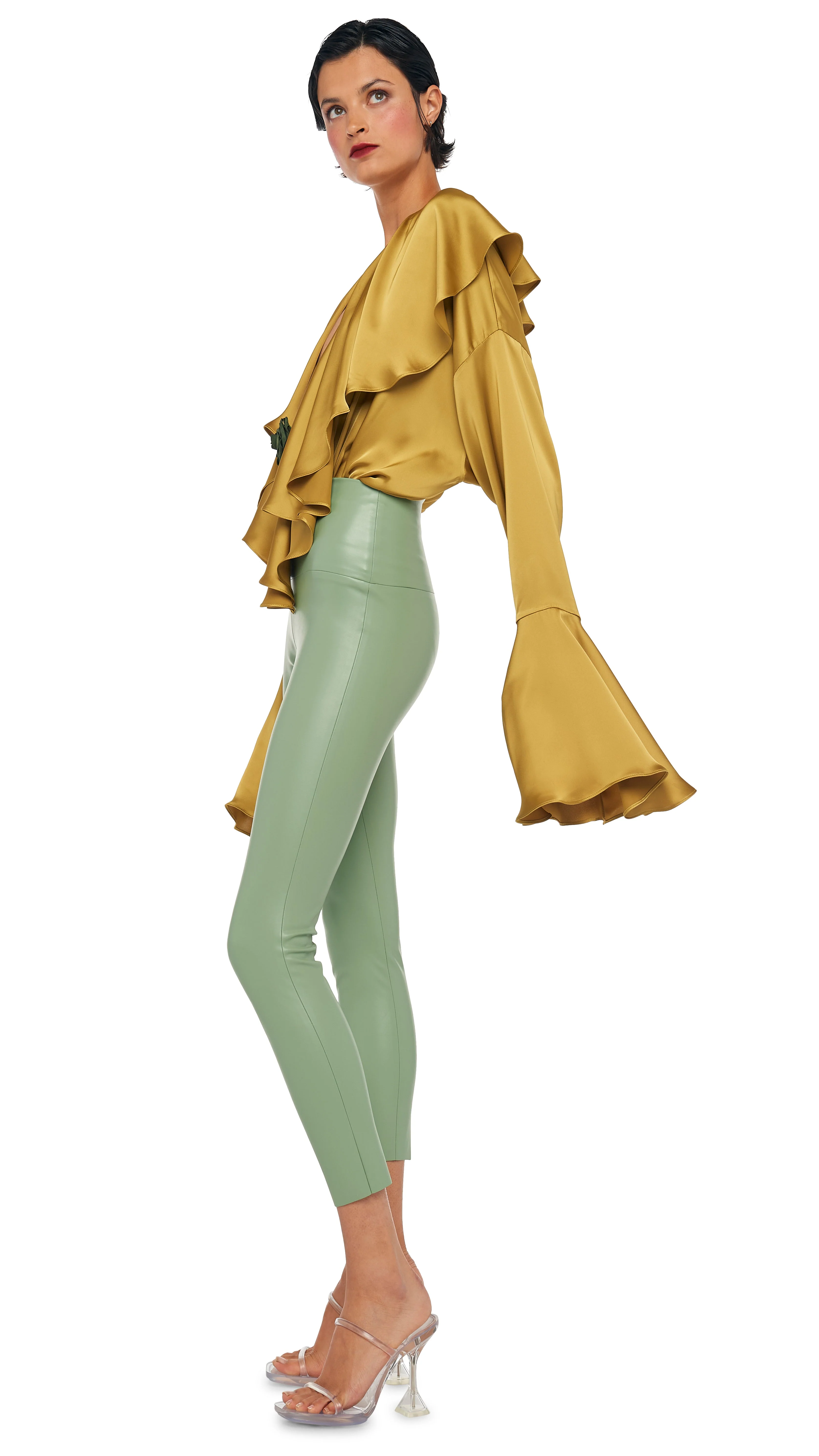 LONG SLEEVE DEEP V RUFFLE BODYSUIT - Image 5