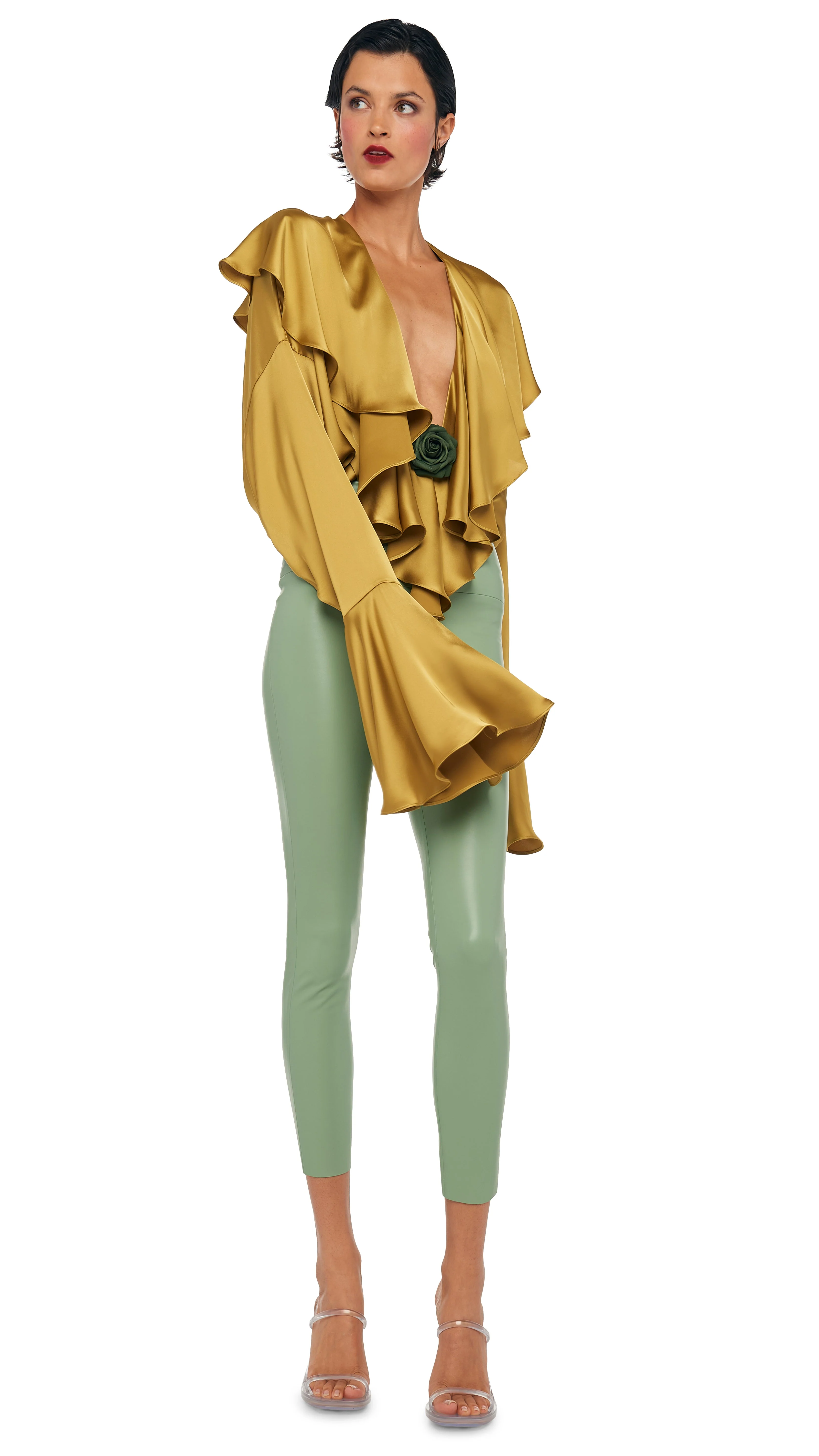 LONG SLEEVE DEEP V RUFFLE BODYSUIT - Image 6