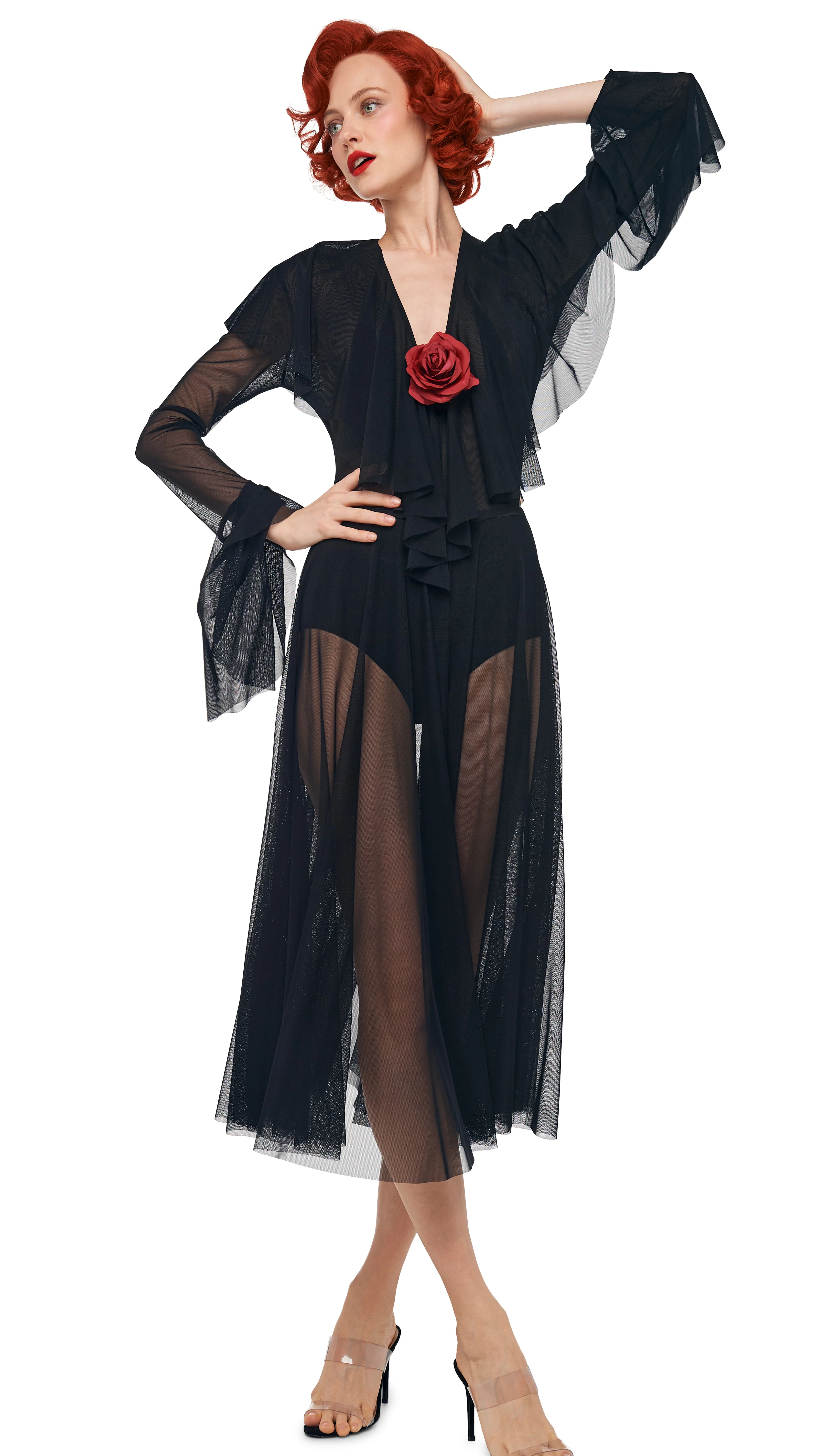 LONG SLEEVE DEEP V RUFFLE BODYSUIT - Image 6