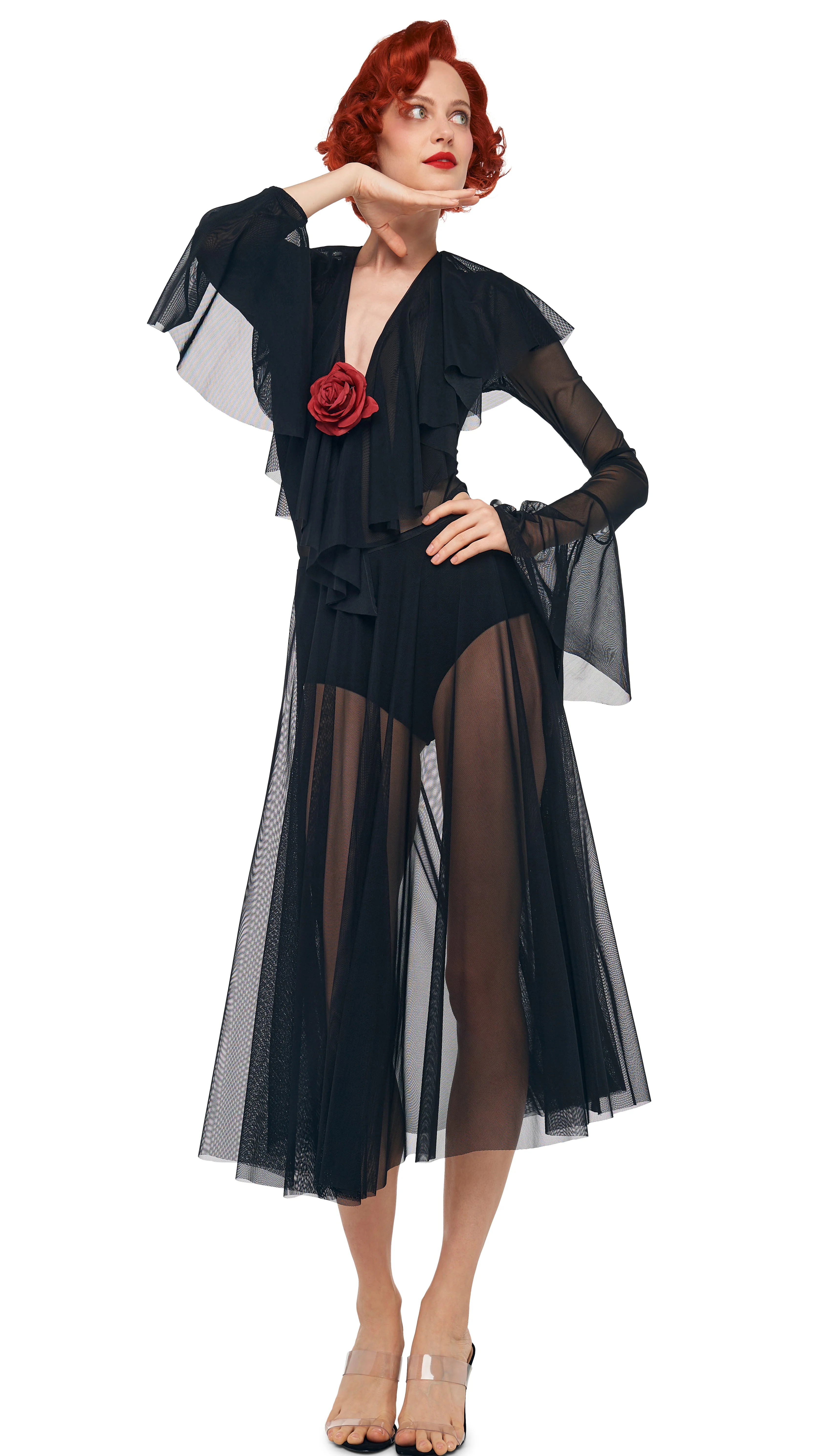 LONG SLEEVE DEEP V RUFFLE BODYSUIT - Image 7