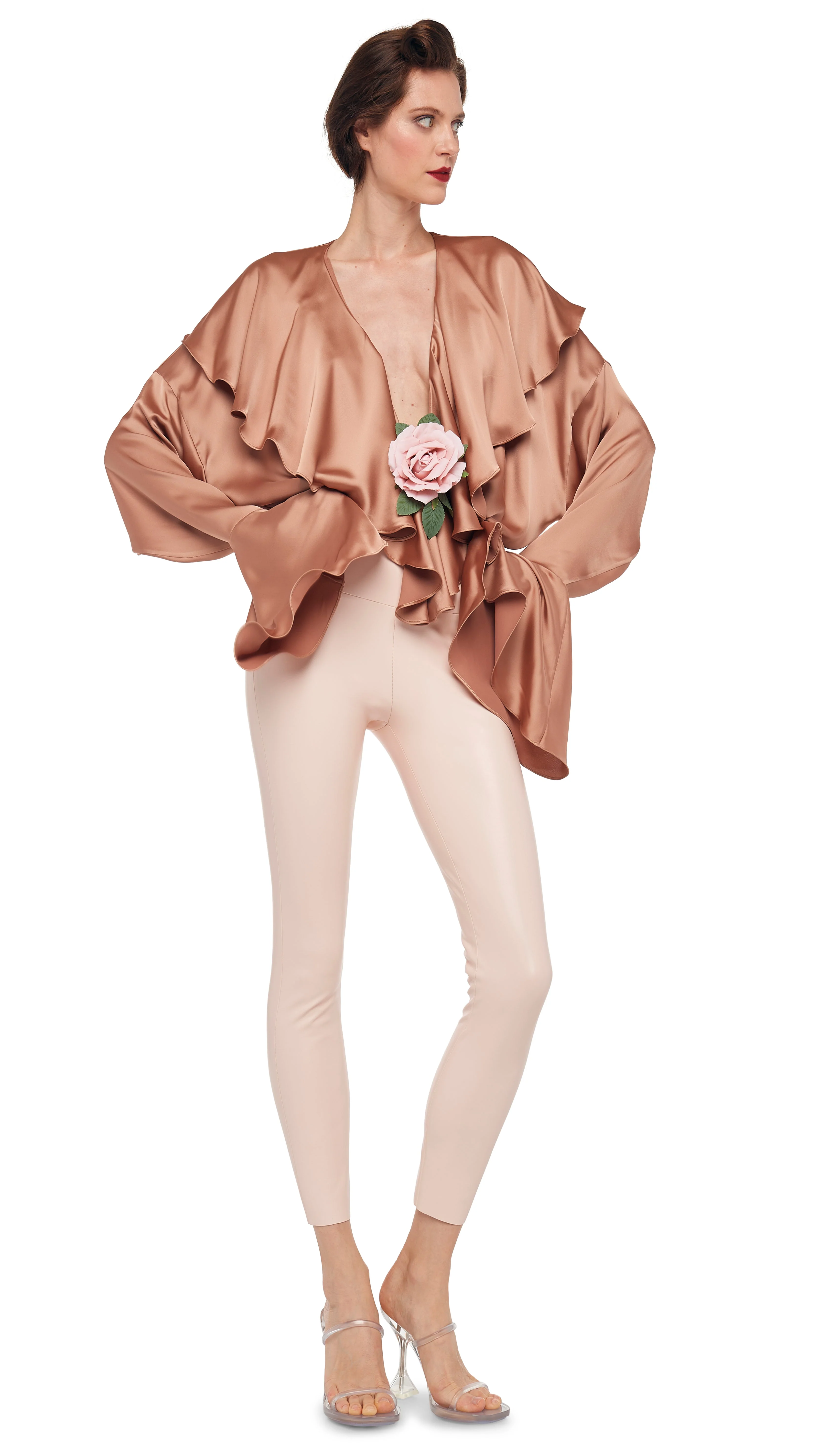 LONG SLEEVE DEEP V RUFFLE BODYSUIT - Image 5