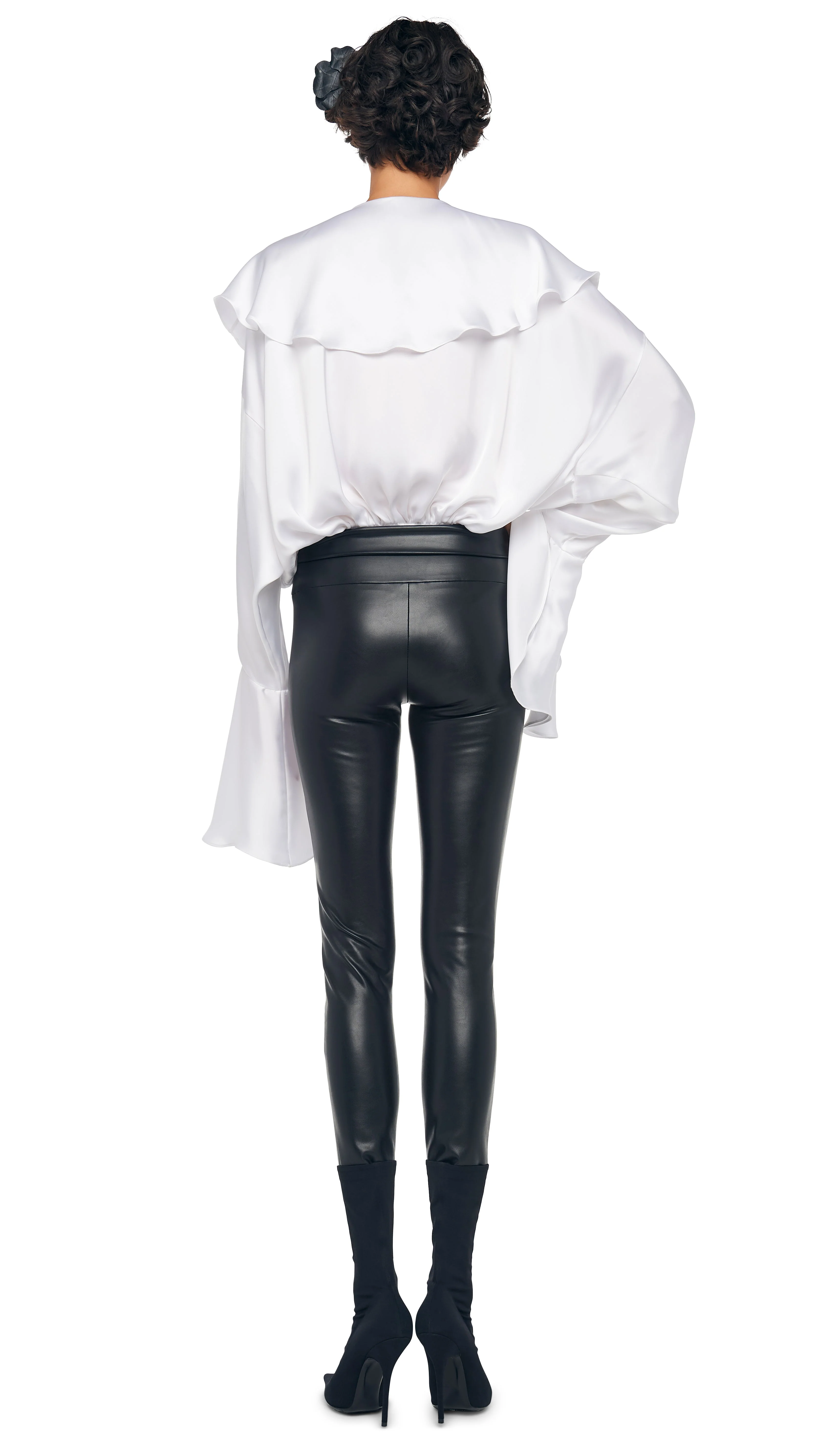 LONG SLEEVE DEEP V RUFFLE BODYSUIT - Image 11