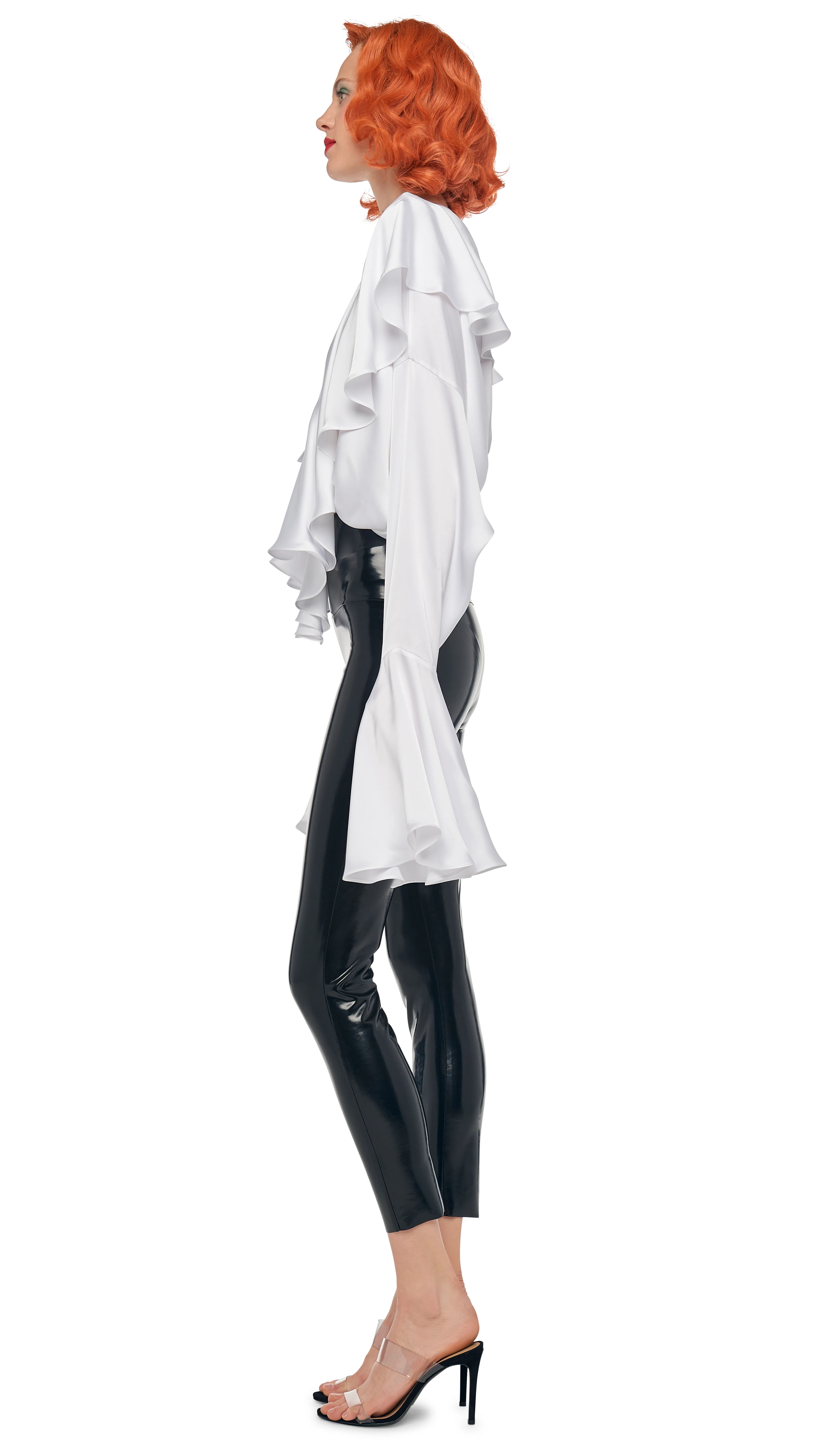 LONG SLEEVE DEEP V RUFFLE BODYSUIT - Image 2