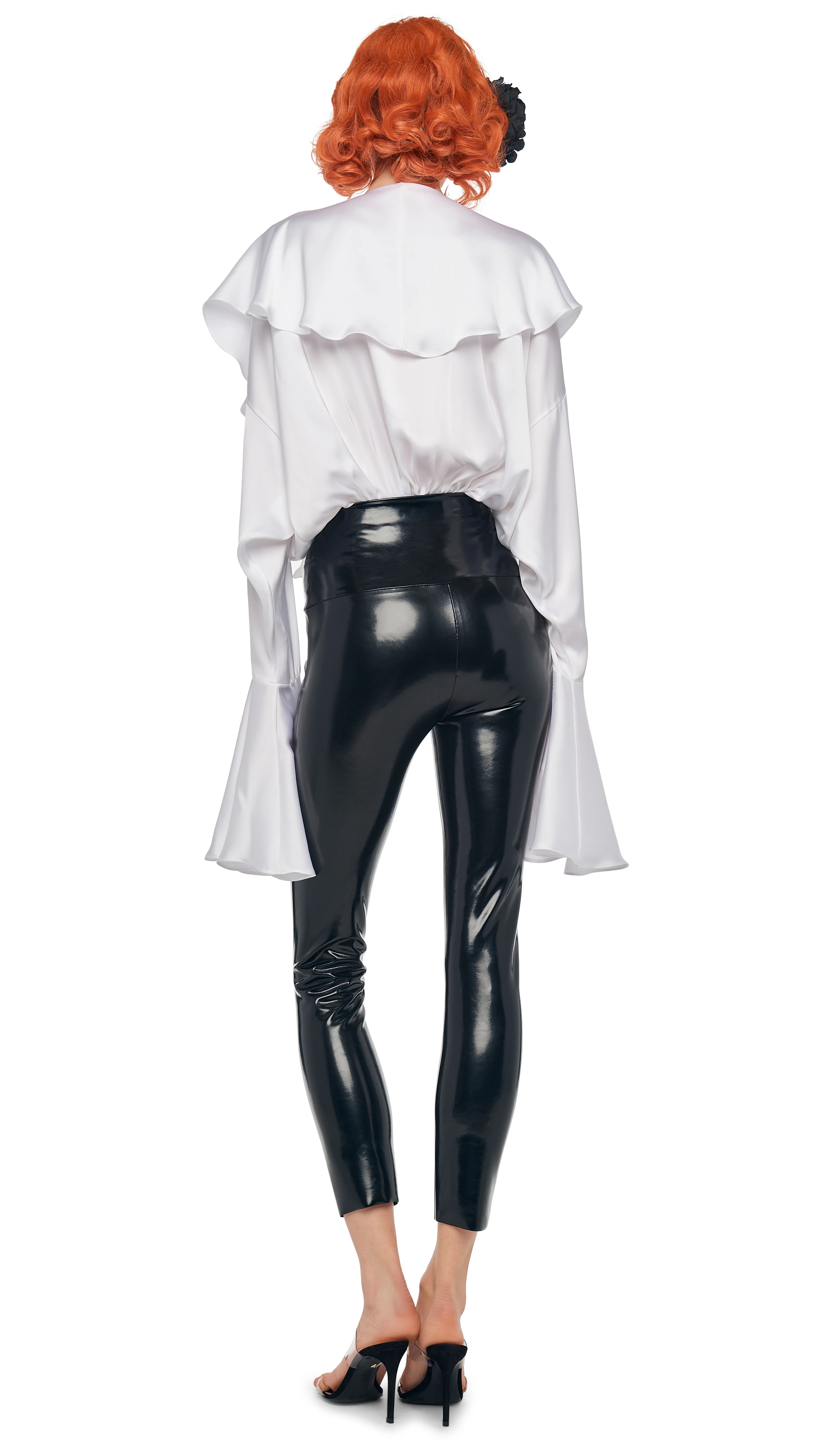 LONG SLEEVE DEEP V RUFFLE BODYSUIT - Image 3