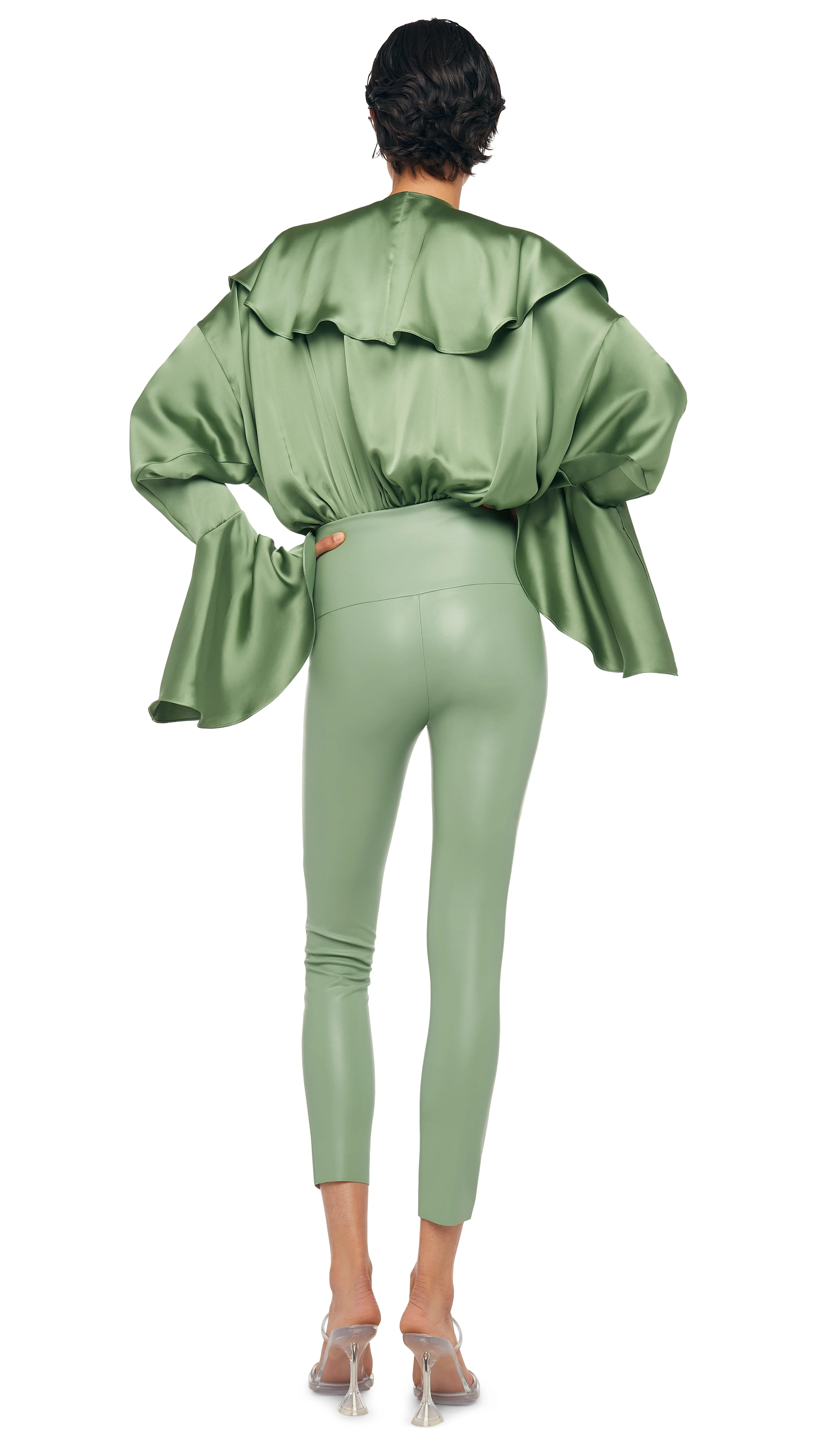 LONG SLEEVE DEEP V RUFFLE BODYSUIT - Image 4