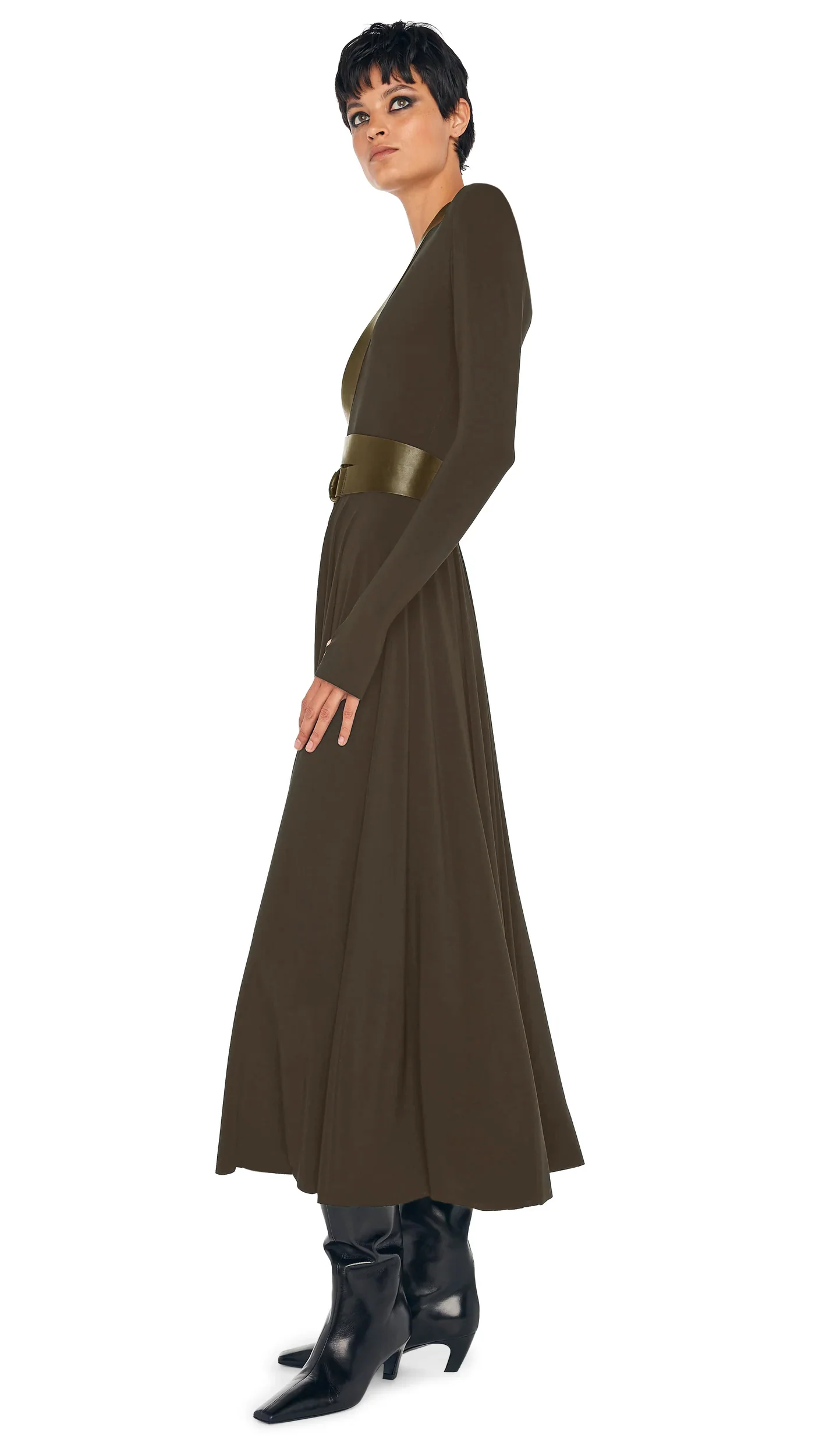 LONG SLEEVE FLARED DRESS - Image 2
