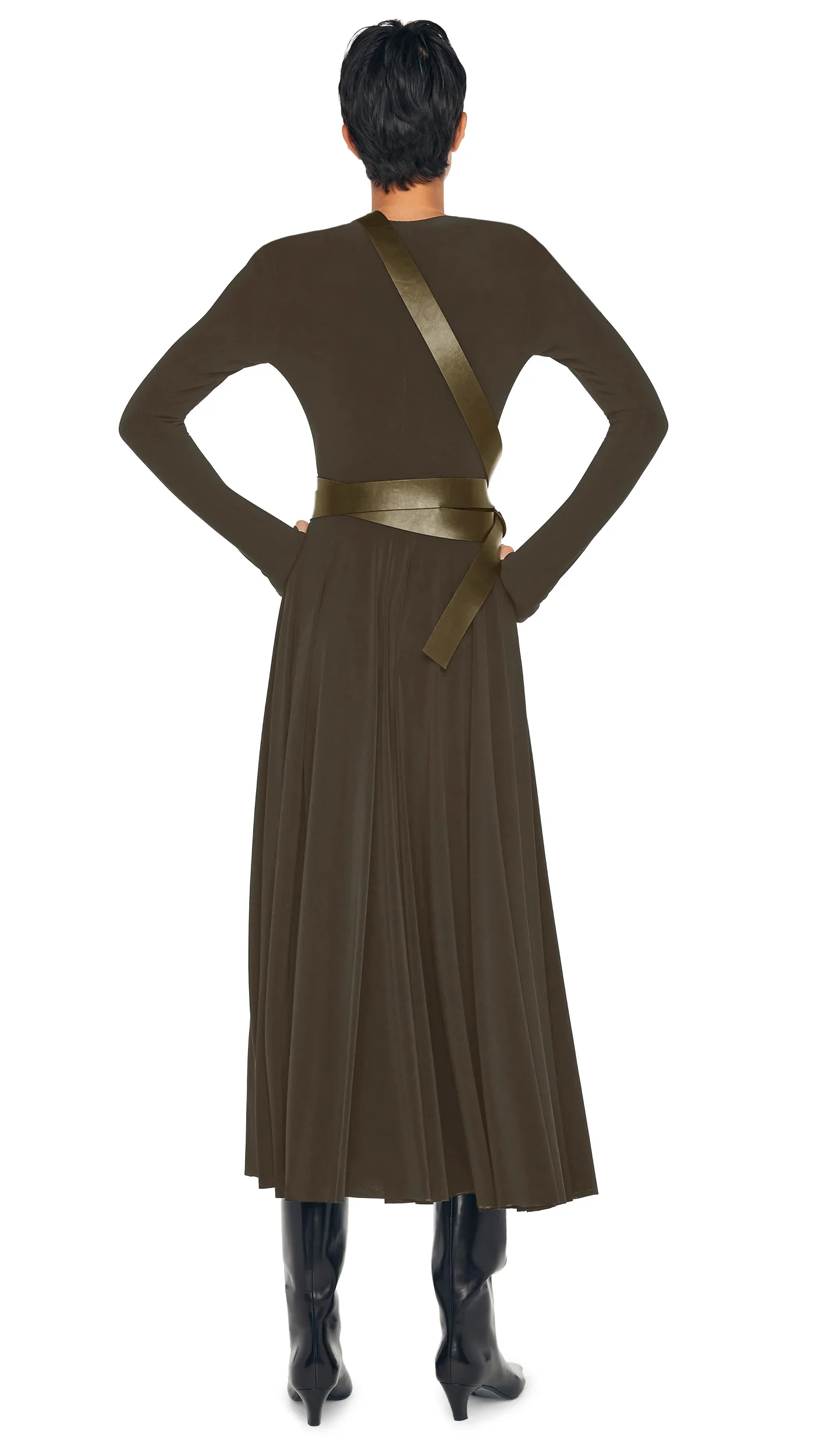 LONG SLEEVE FLARED DRESS - Image 3