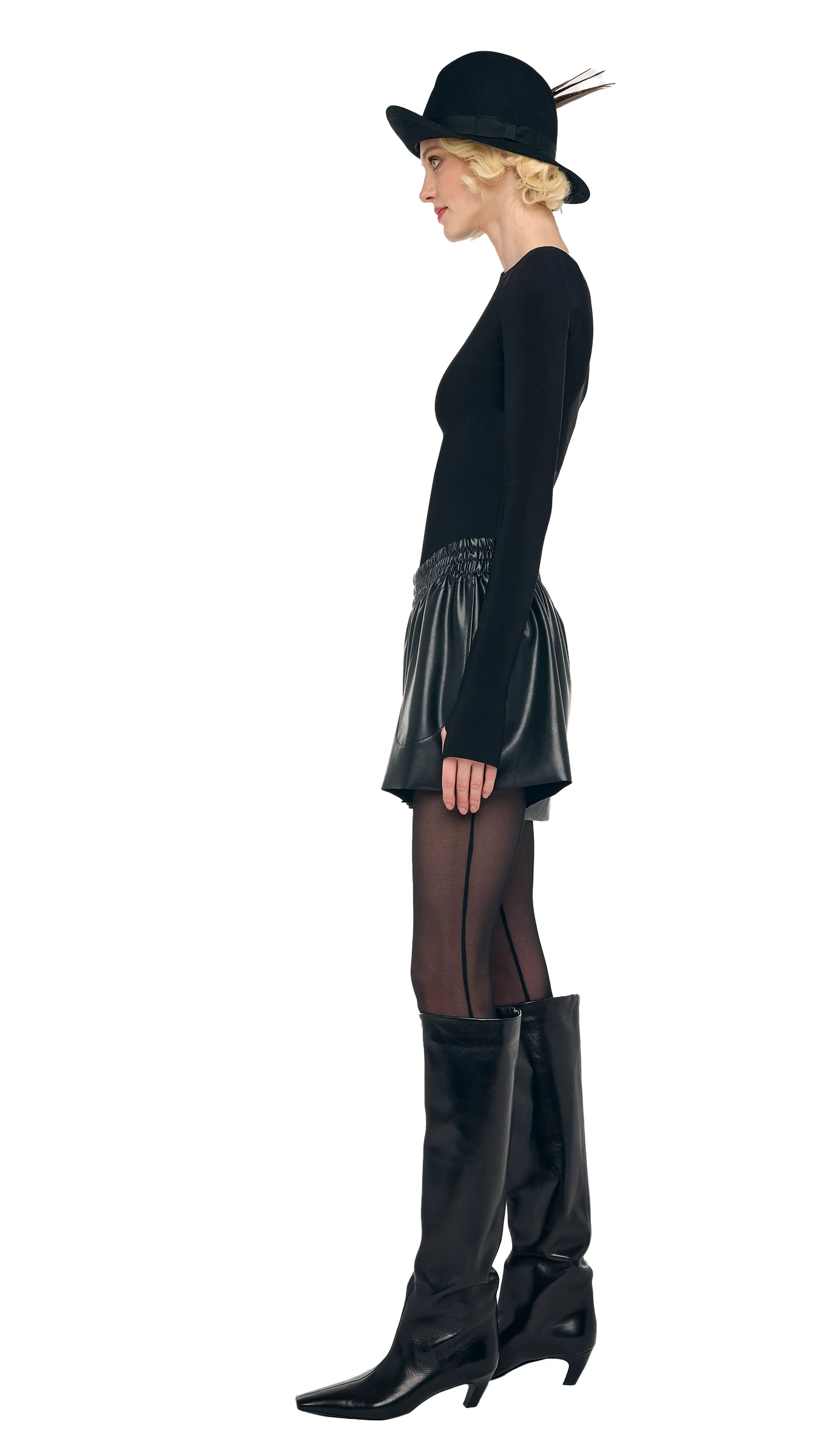 LONG SLEEVE SHOULDER PAD V NECK TOP - Image 2