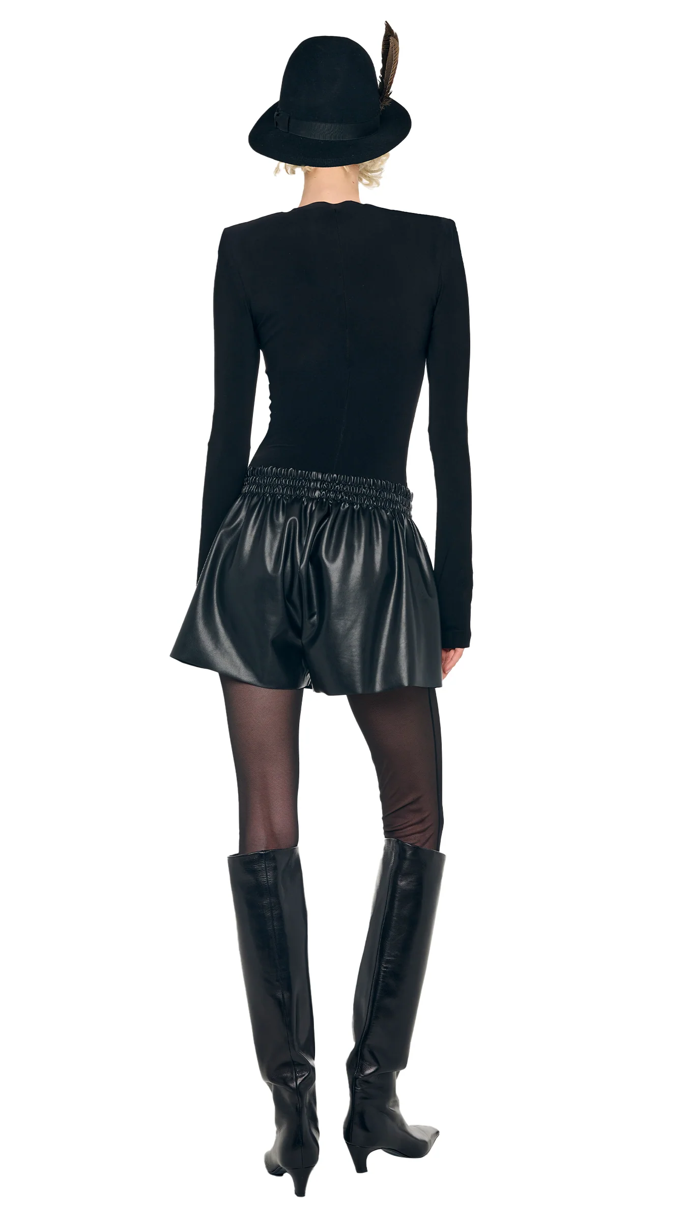 LONG SLEEVE SHOULDER PAD V NECK TOP - Image 3