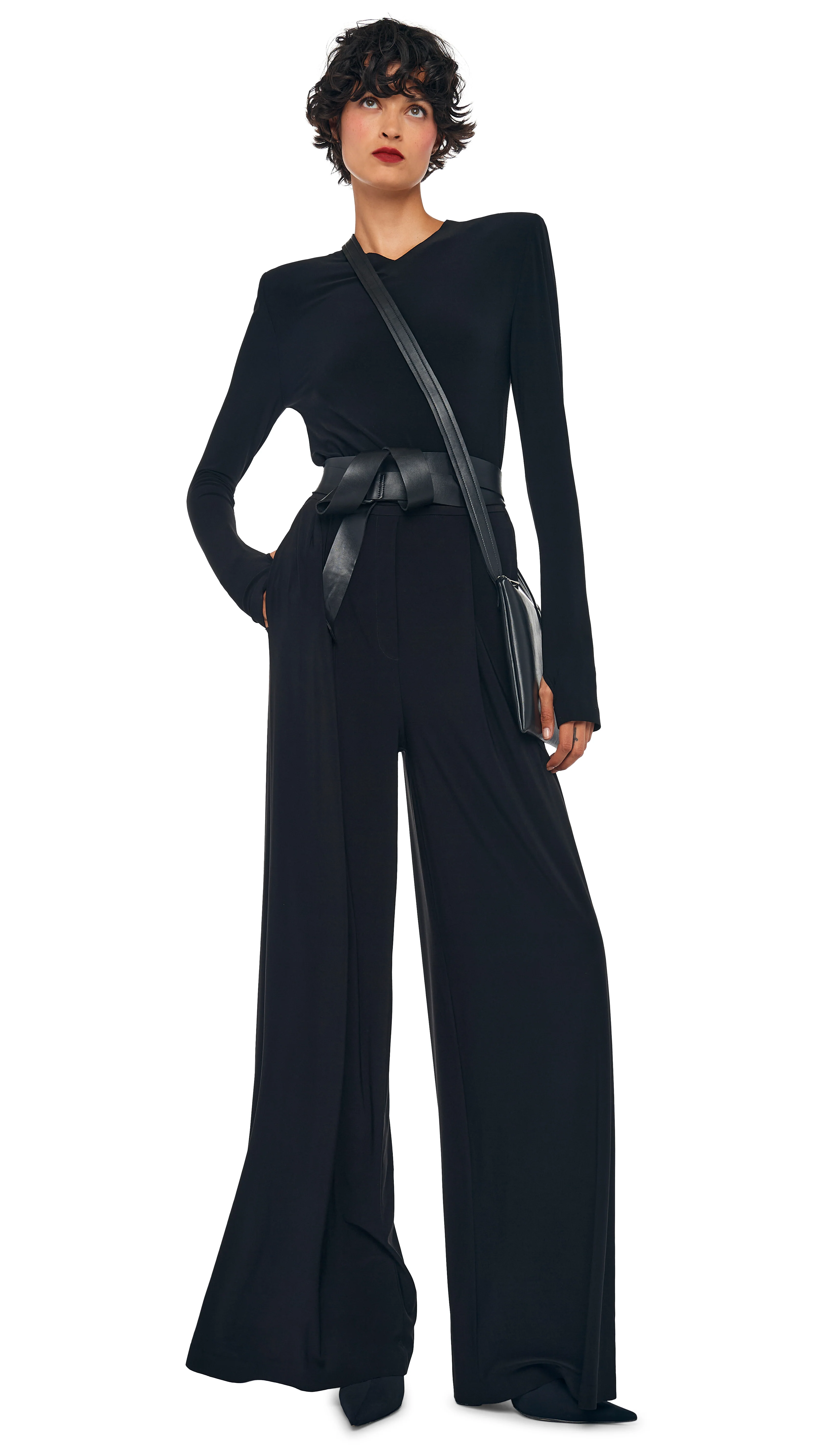 LONG SLEEVE SHOULDER PAD V NECK TOP - Image 7
