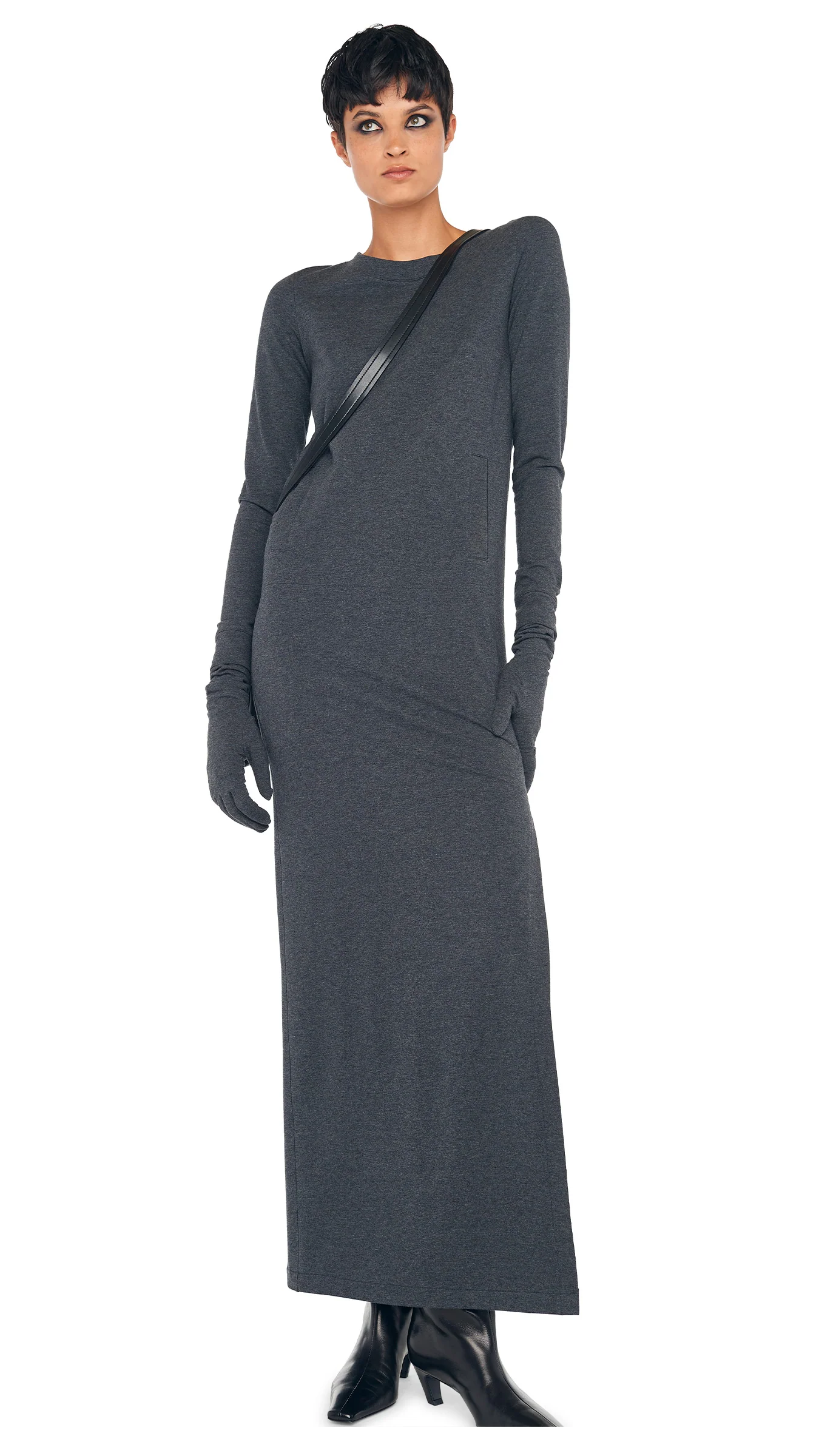 LS TAILORED DRESS TO ANKLE W/ SIDE SLIT - Image 2