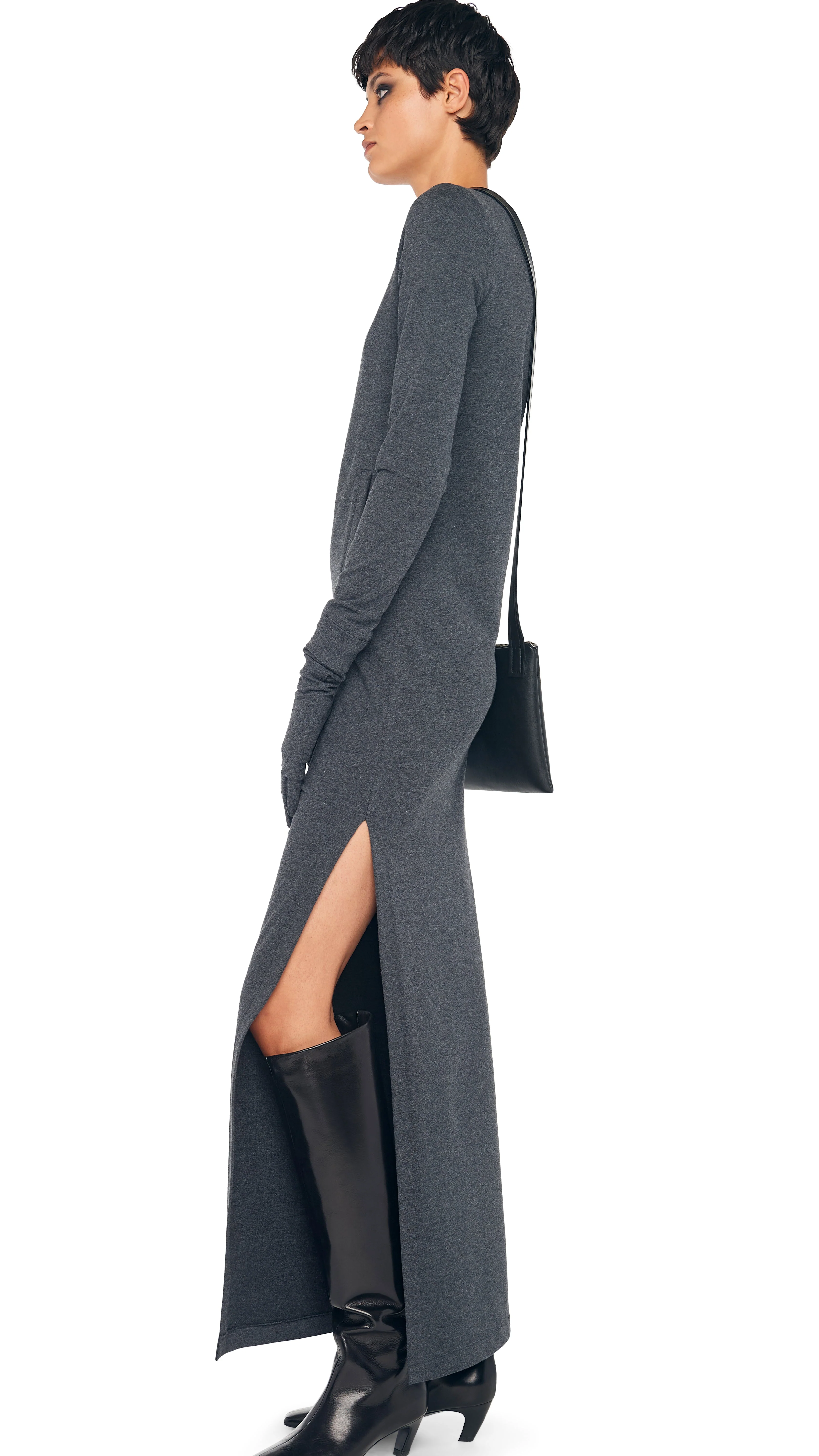 LS TAILORED DRESS TO ANKLE W/ SIDE SLIT - Image 3