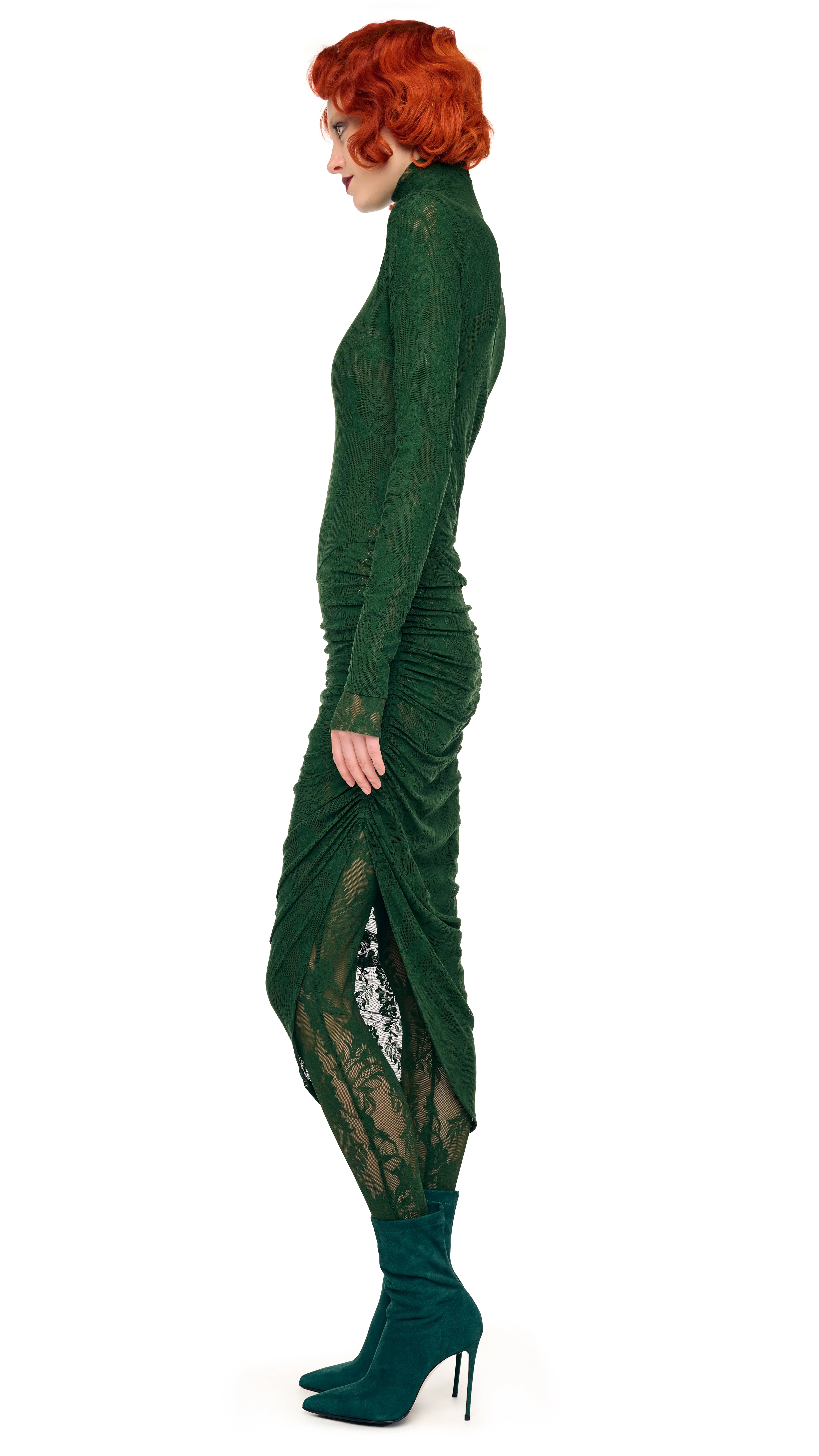 TURTLENECK SIDE DRAPE DRESS - Image 2