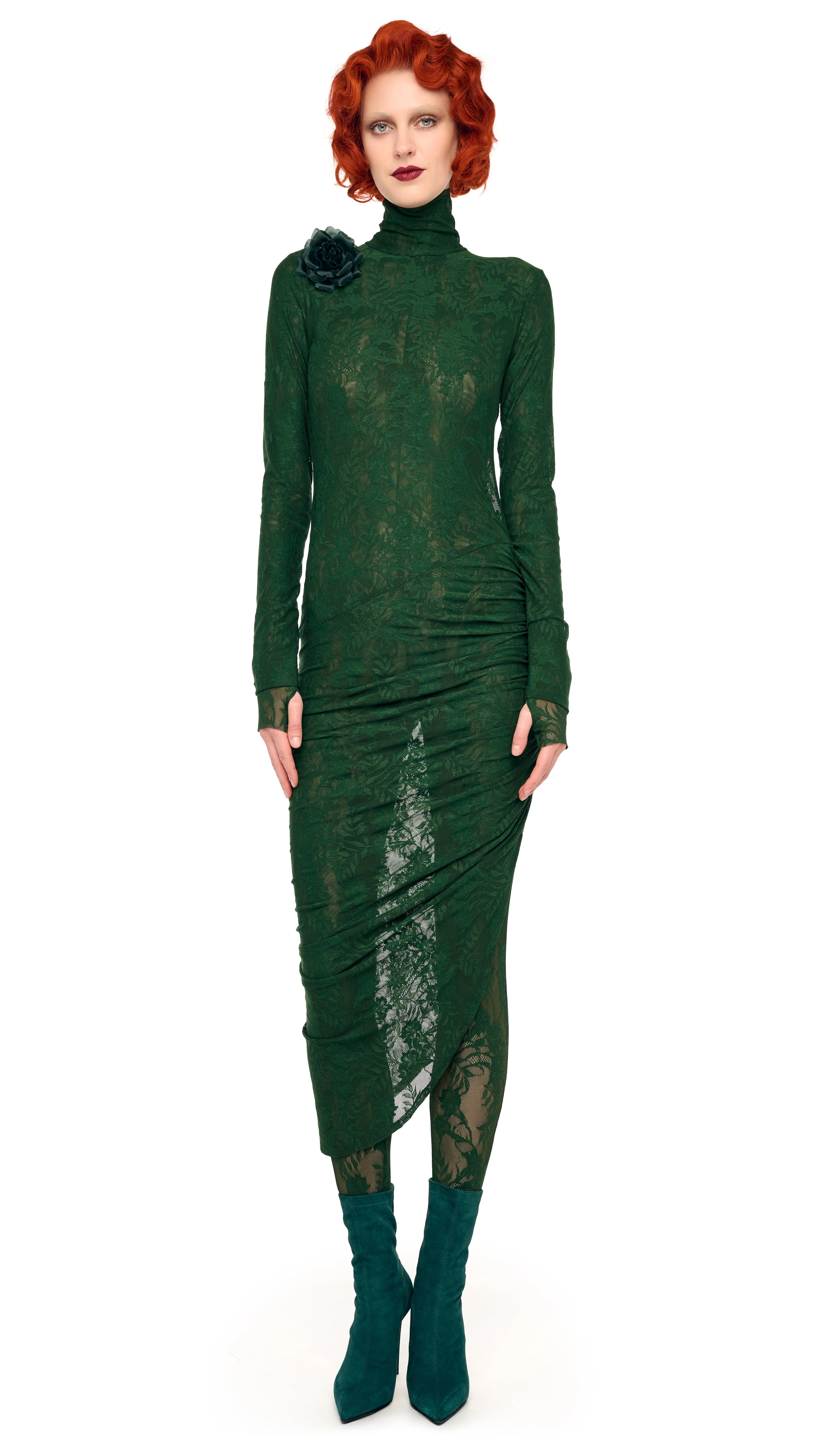 TURTLENECK SIDE DRAPE DRESS - Image 4