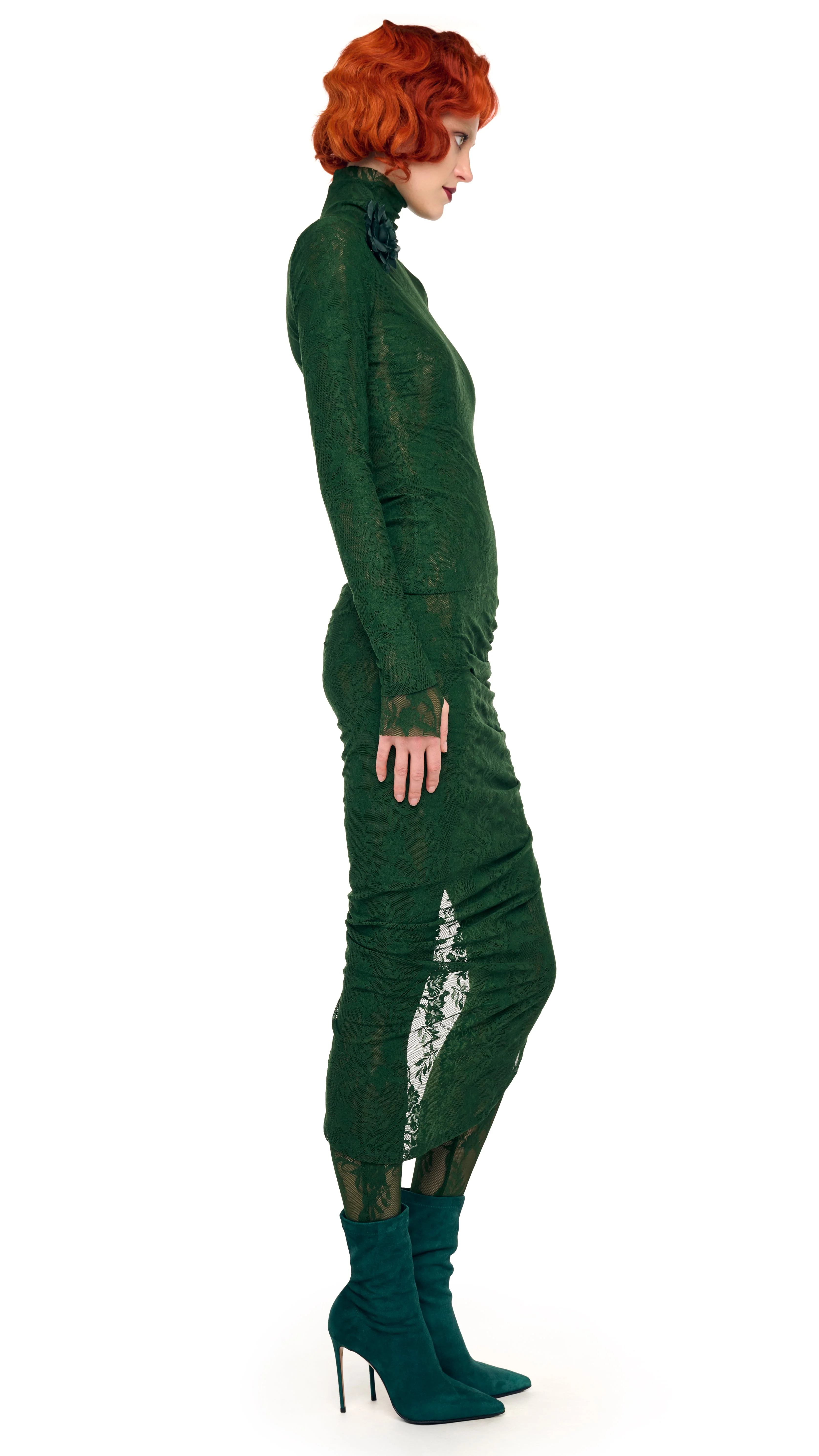 TURTLENECK SIDE DRAPE DRESS - Image 5