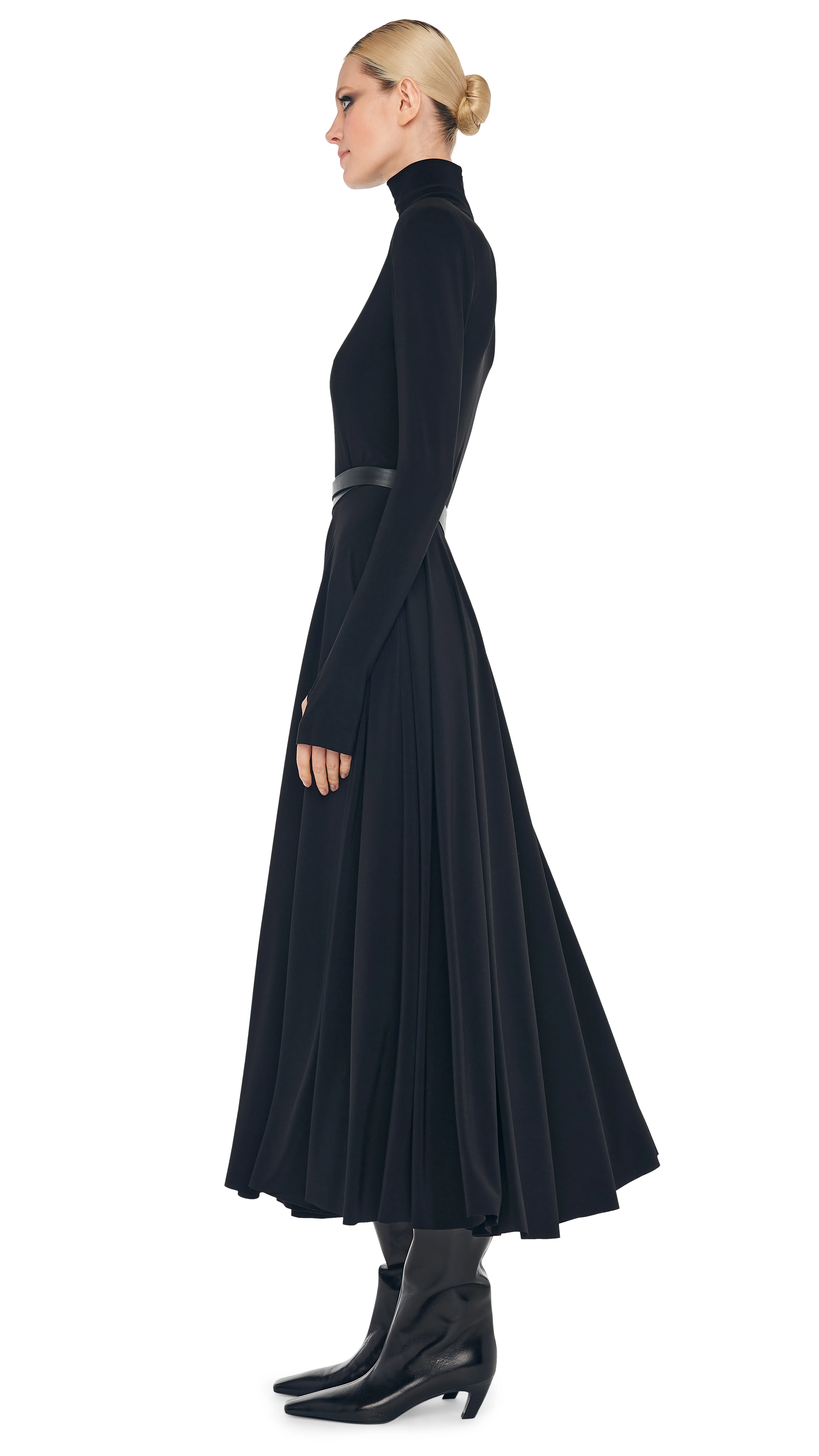 LS SHOULDER PAD TURTLE FLARED DRESS - Image 2