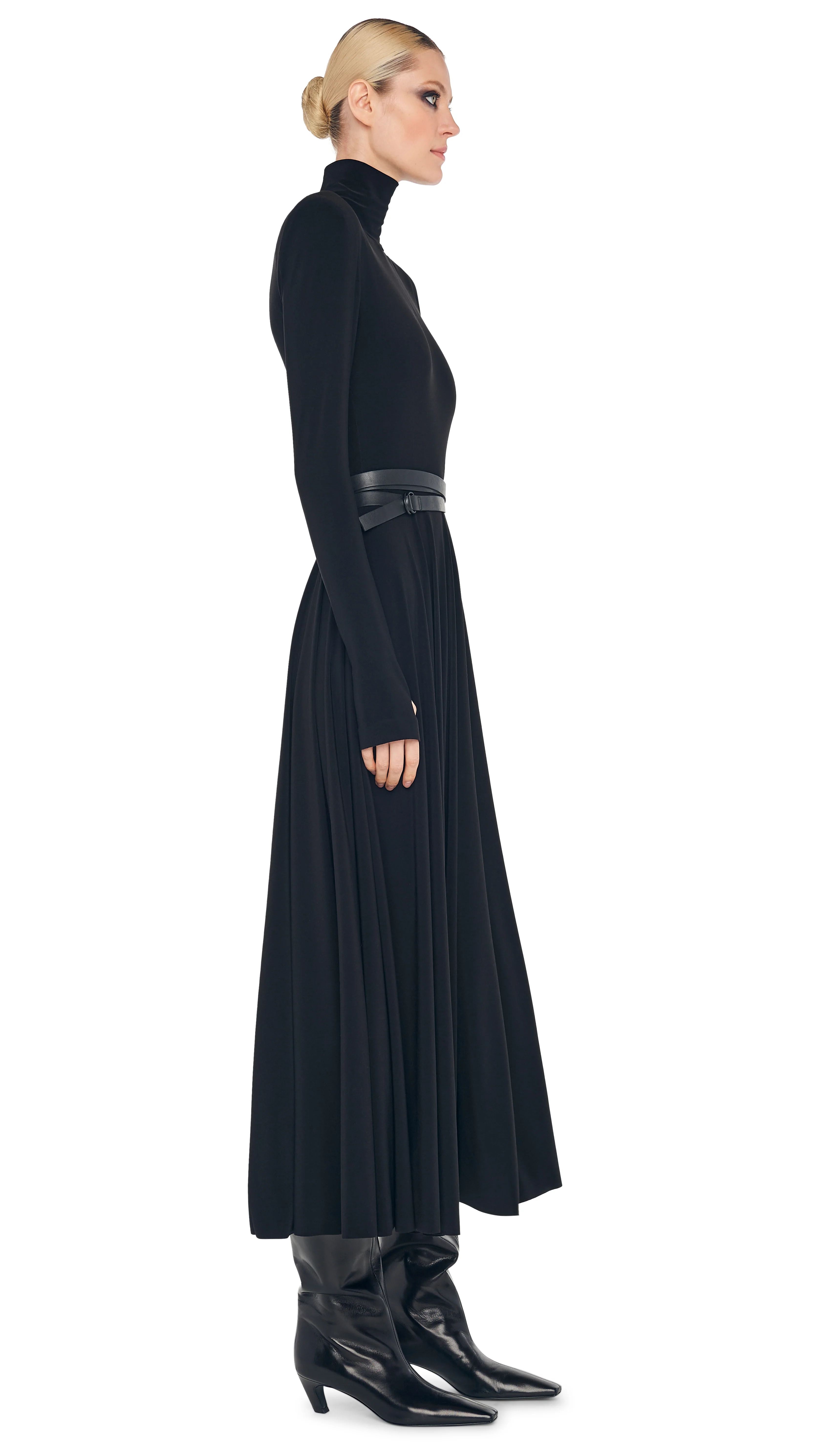 LS SHOULDER PAD TURTLE FLARED DRESS - Image 4