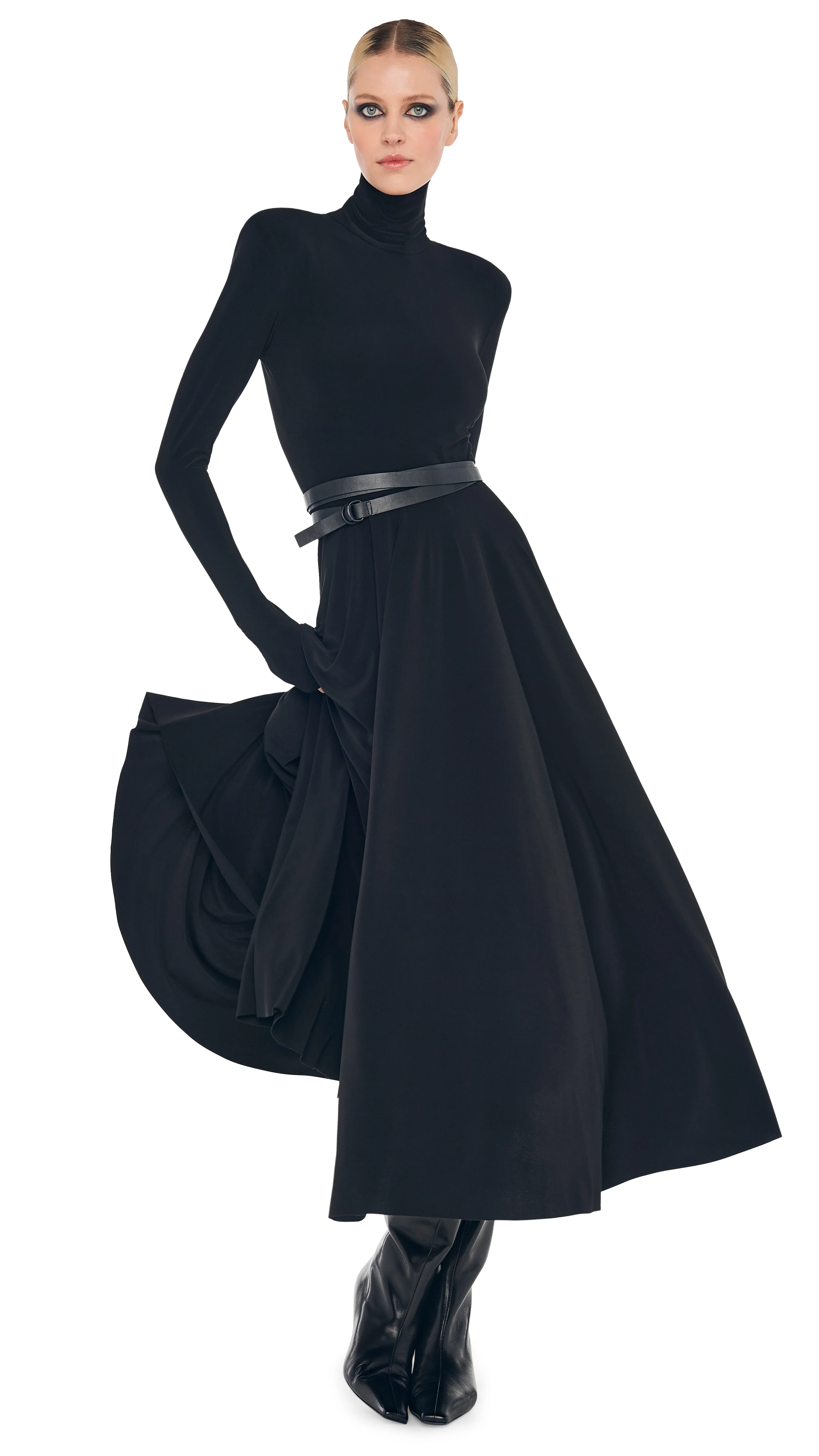 LS SHOULDER PAD TURTLE FLARED DRESS - Image 7