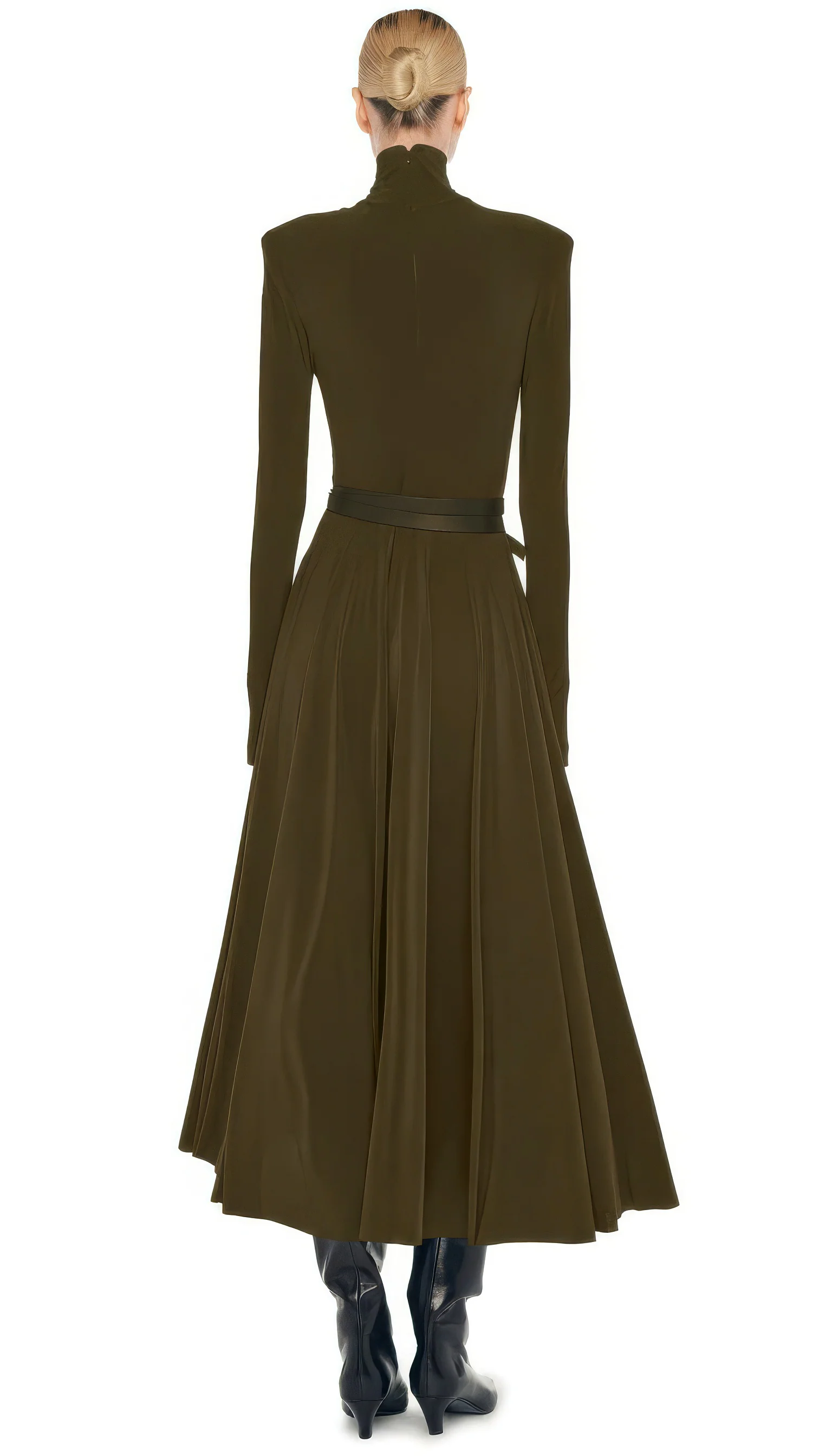 LS SHOULDER PAD TURTLE FLARED DRESS - Image 3