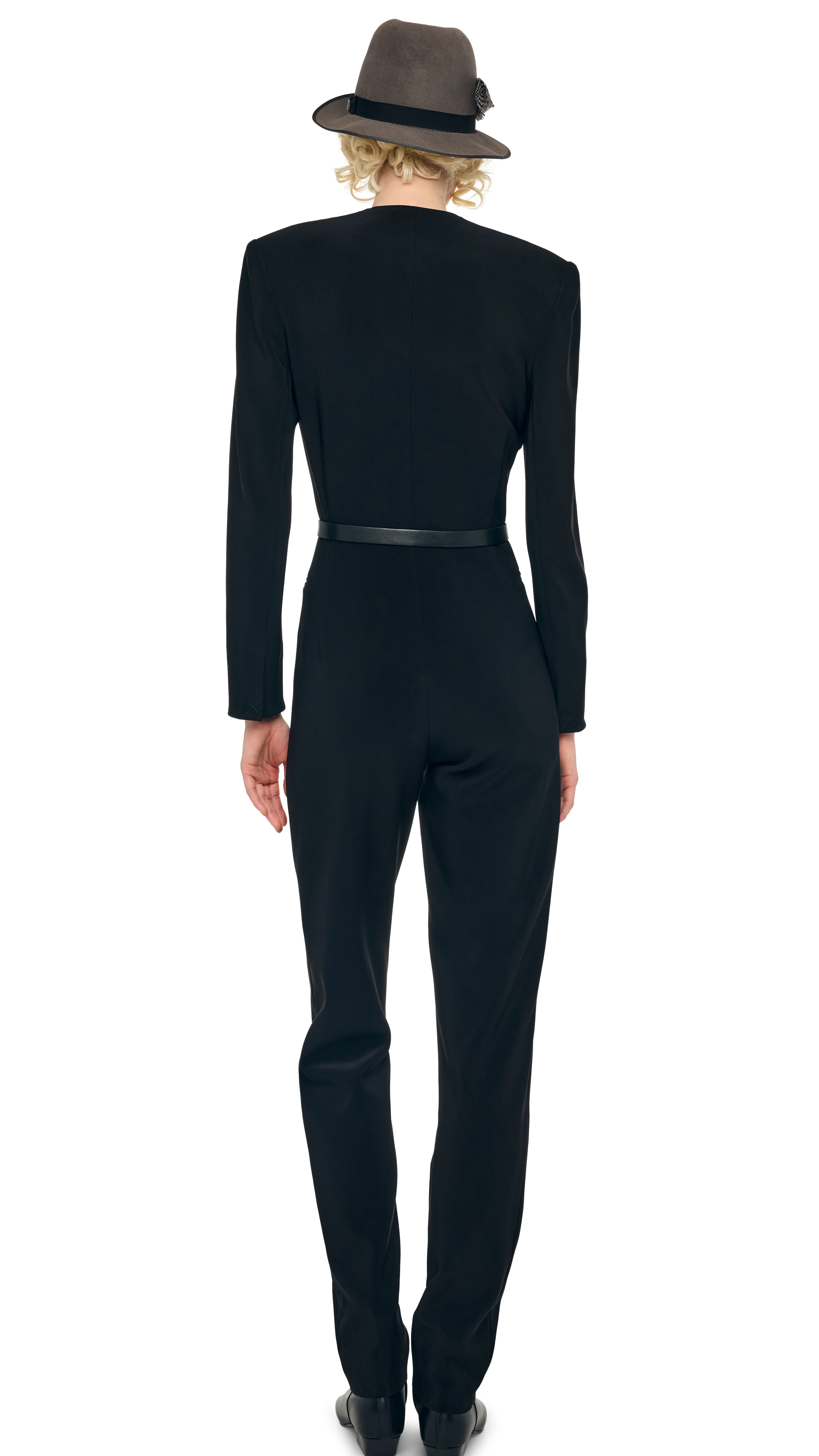 LS V NECK ZIP FRONT TAPERED JUMPSUIT - Image 3