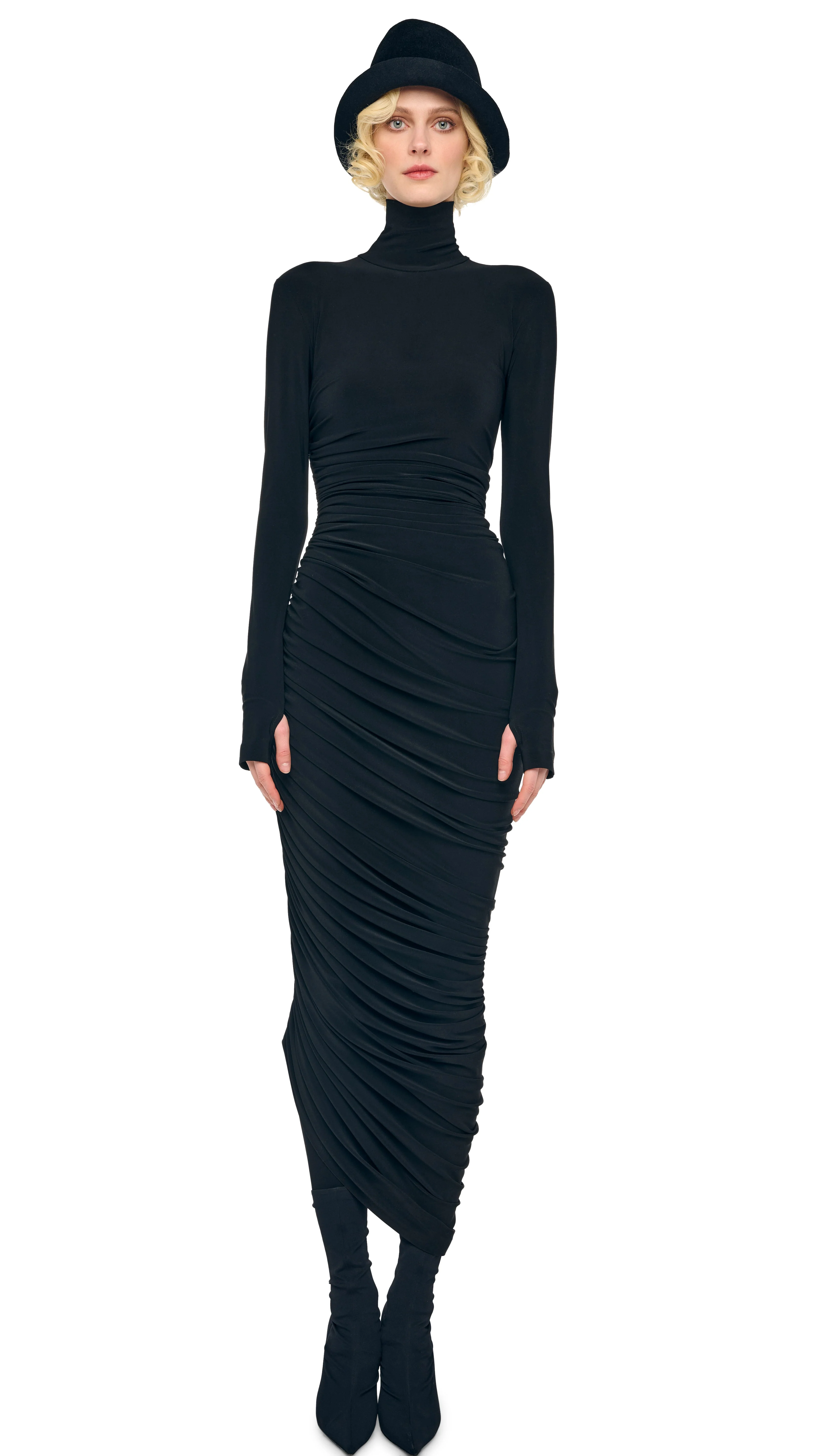 LS TURTLENECK STRAPLESS DIANA GOWN W/ CATSUIT - Image 2