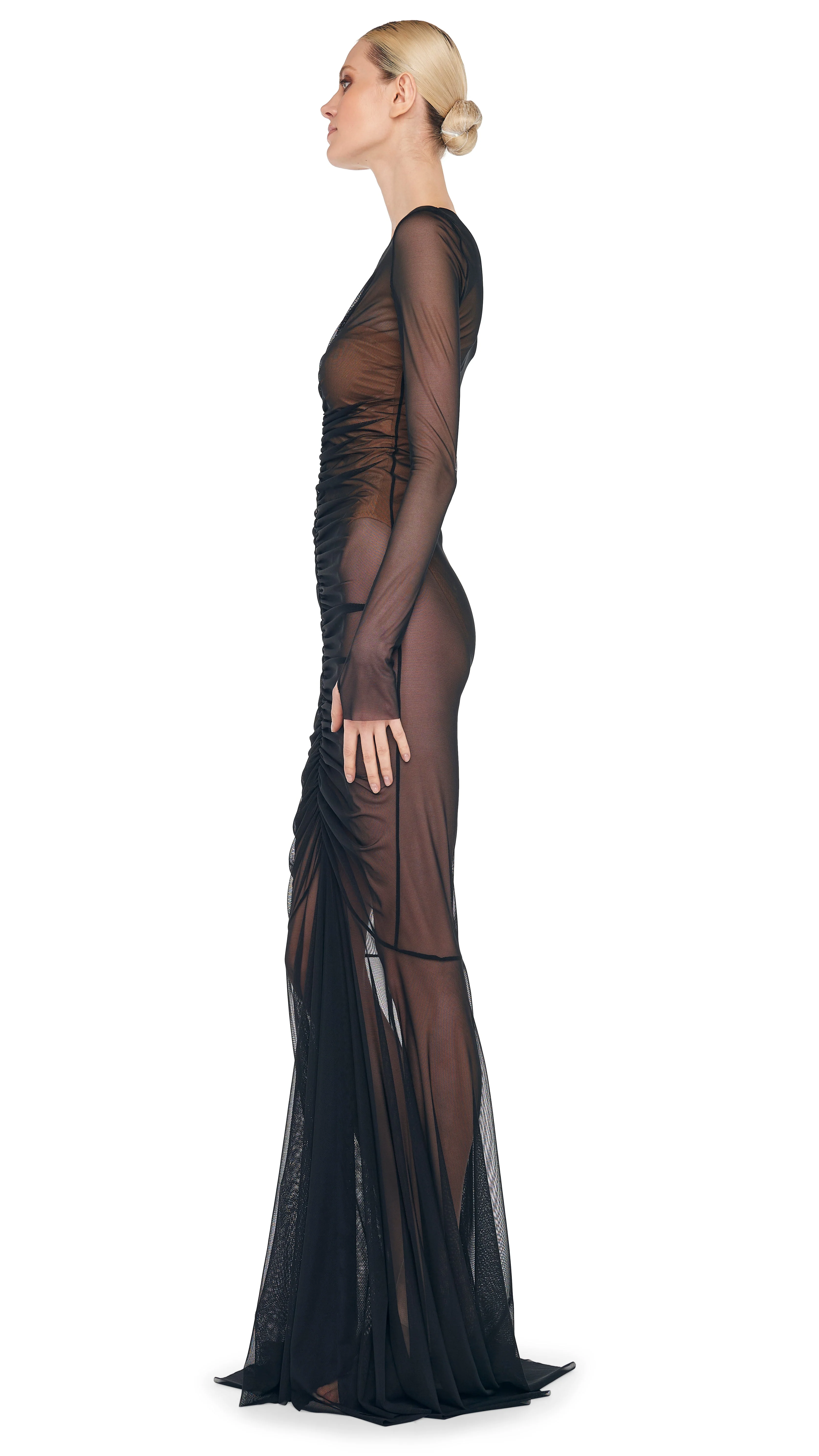 LS SHIRRED FISHTAIL GOWN / BISHOP - Image 3