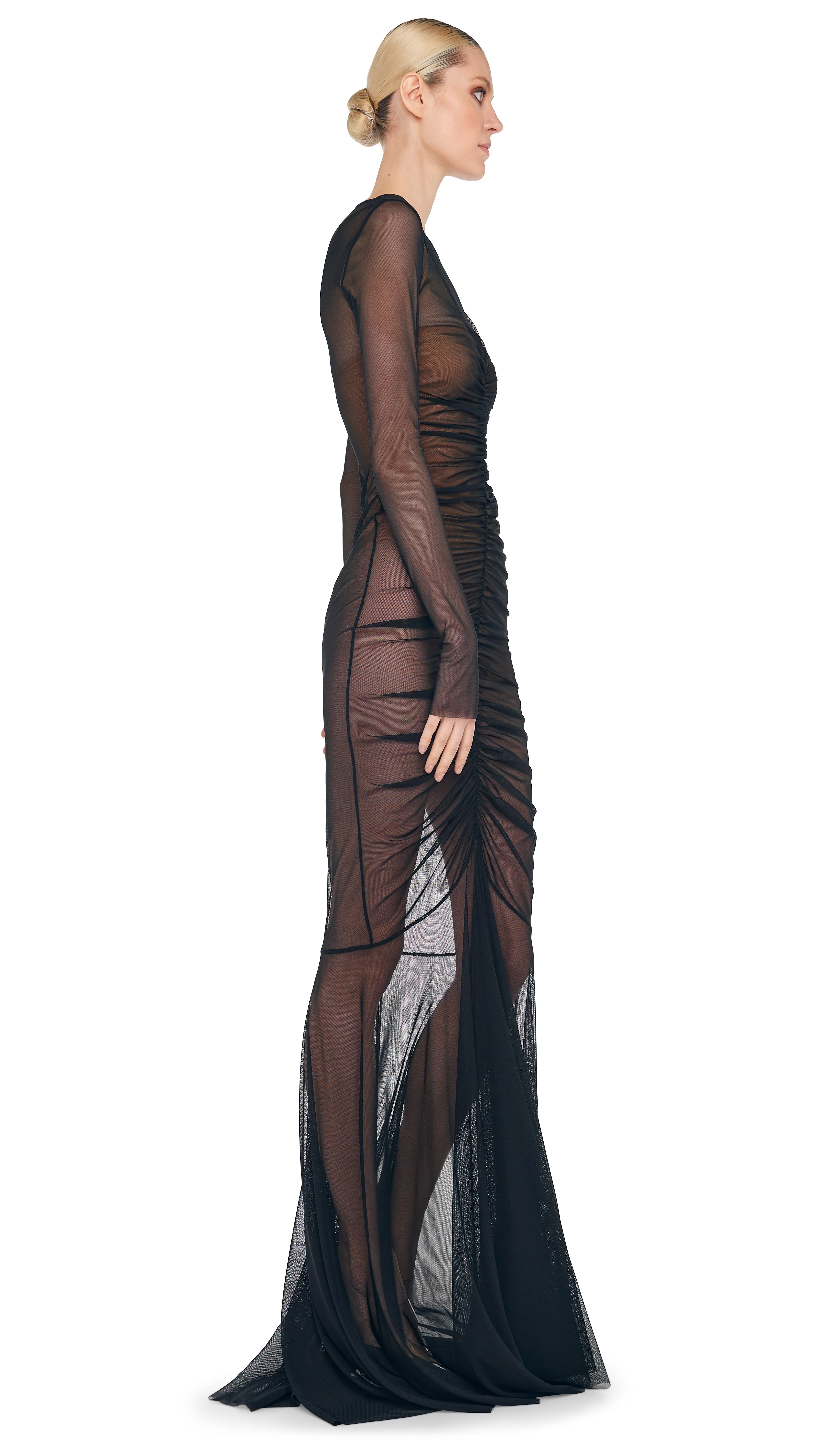 LS SHIRRED FISHTAIL GOWN / BISHOP - Image 5