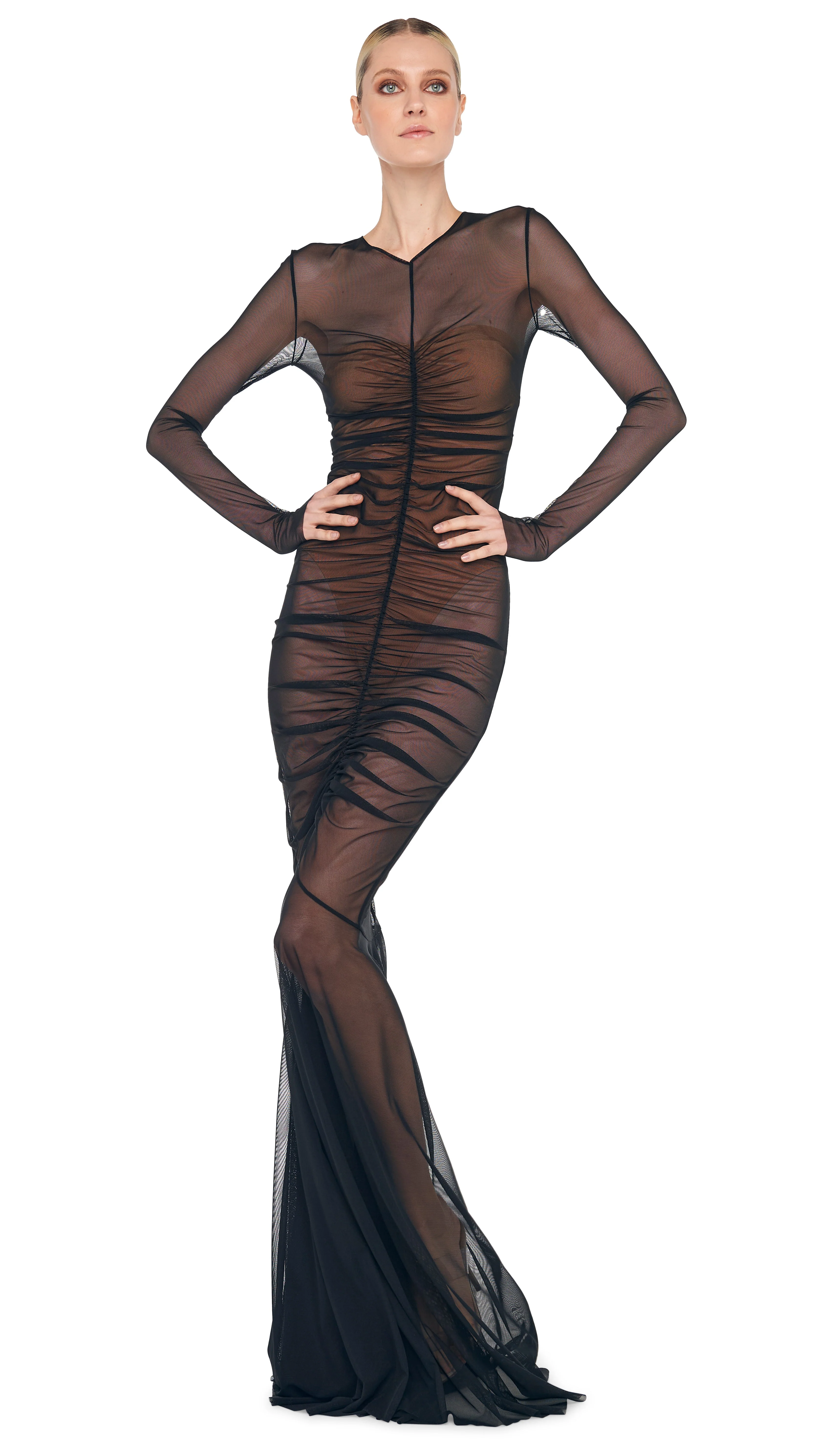 LS SHIRRED FISHTAIL GOWN / BISHOP - Image 6